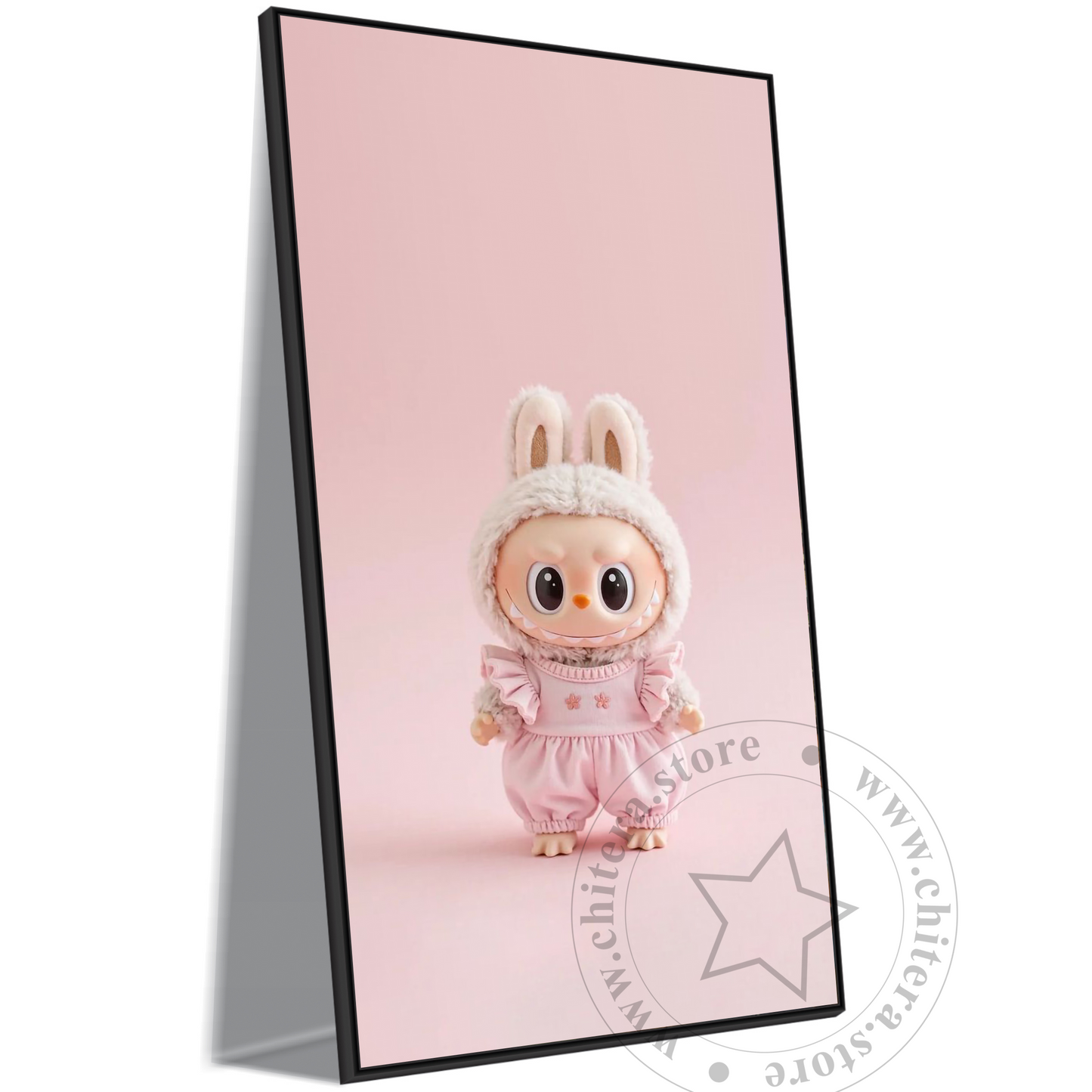 Kawaii Pink Labubu Bunny Doll Wall Art