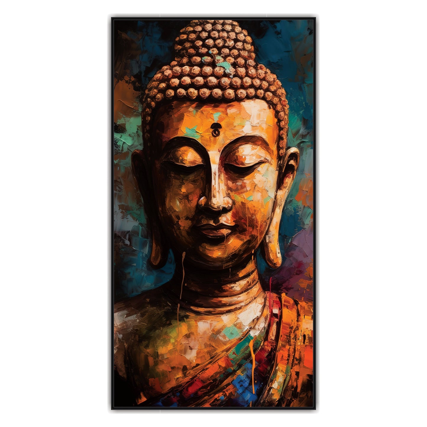 Lord Buddha Gold Textured Canvas Art