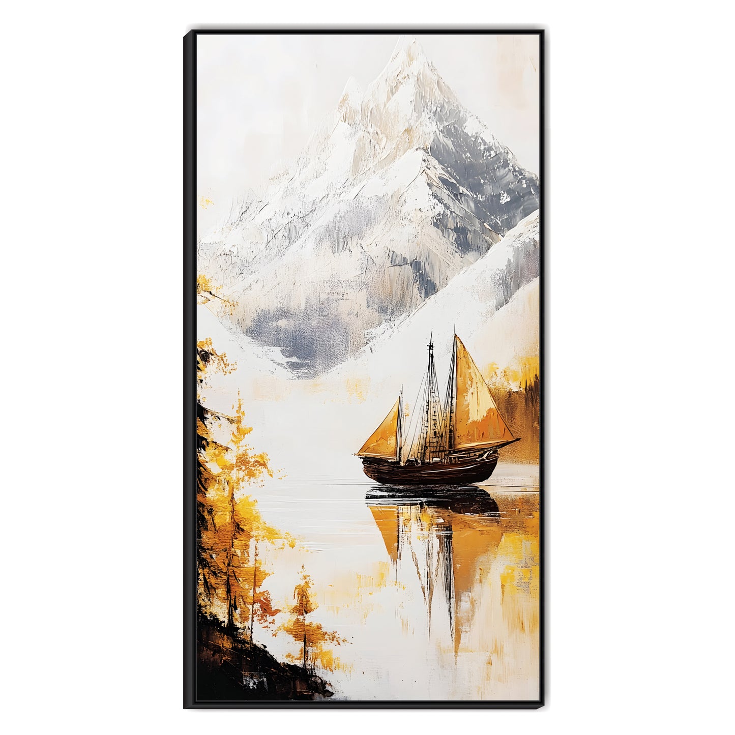 Boat & Mountains Canvas Art Wall Painting