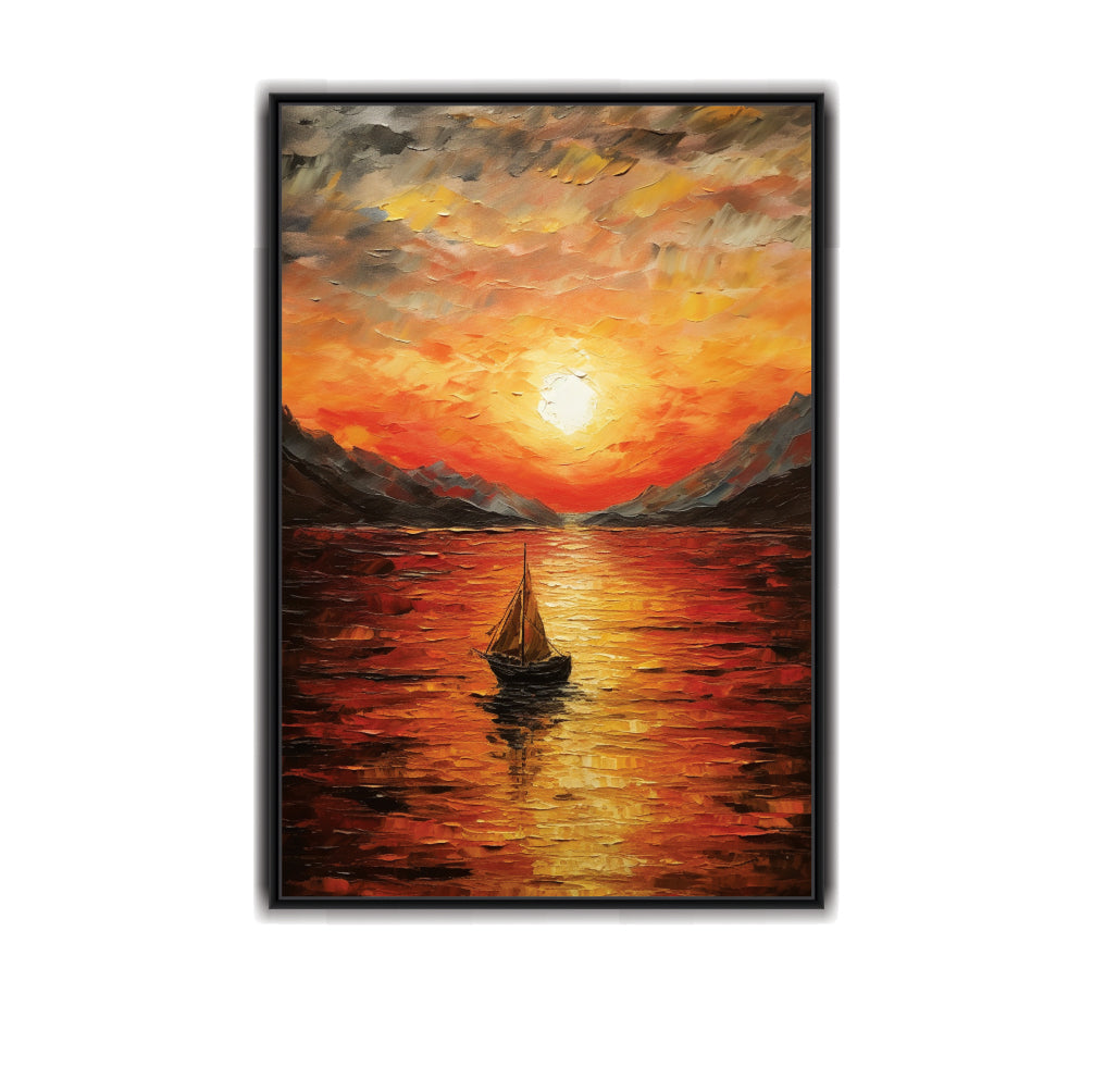 Boating Sunset view Canvas Print Wall Painting