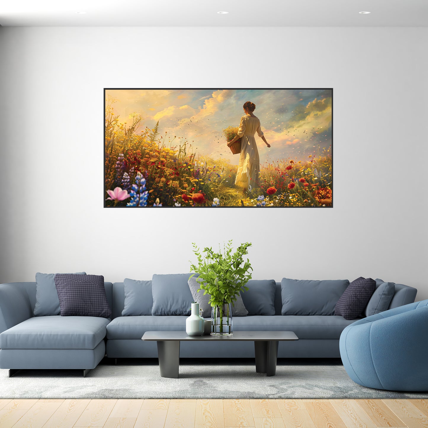 Sunlit Meadow - A Peaceful Spring Day Canvas Art