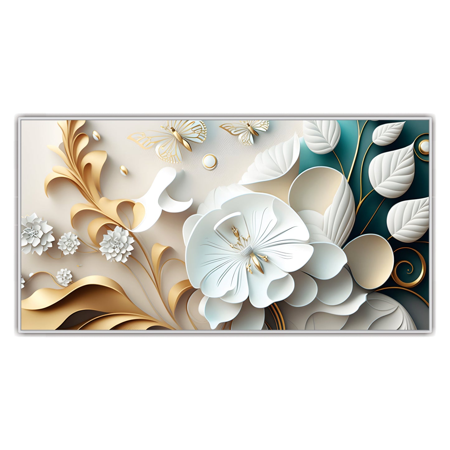 Moonlight Blossoms: White Flowers Dance in a Canvas Ballet