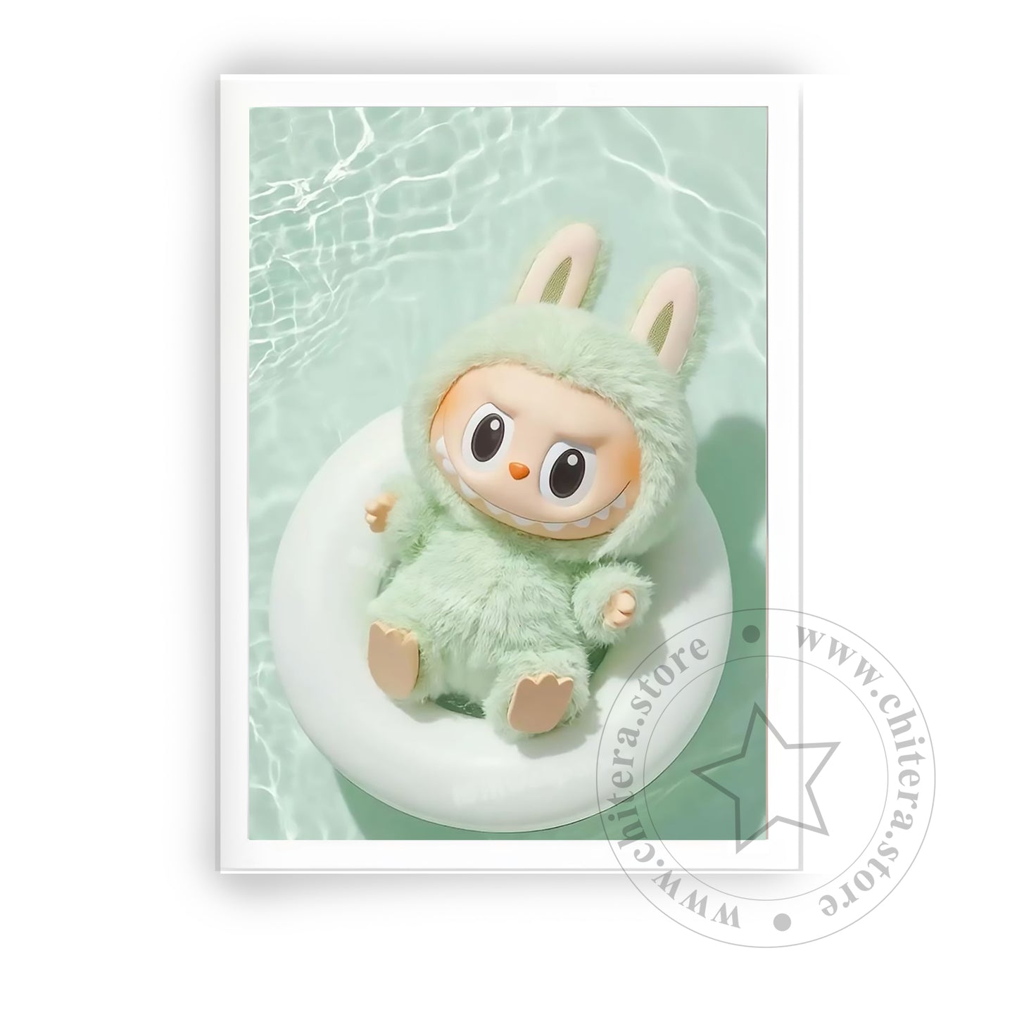 Mint Green Labubu Bunny Doll Wall Art