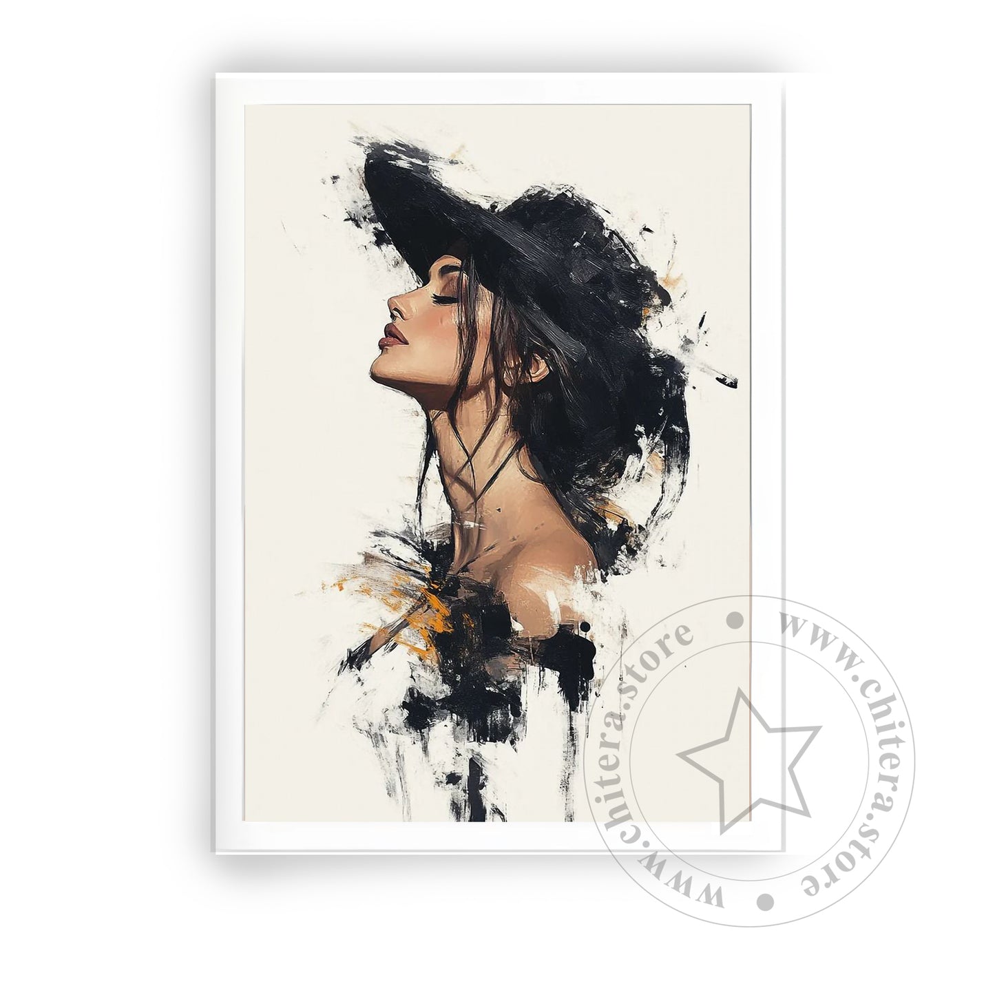 Chic Lady in Hat – Modern Abstract Canvas Print