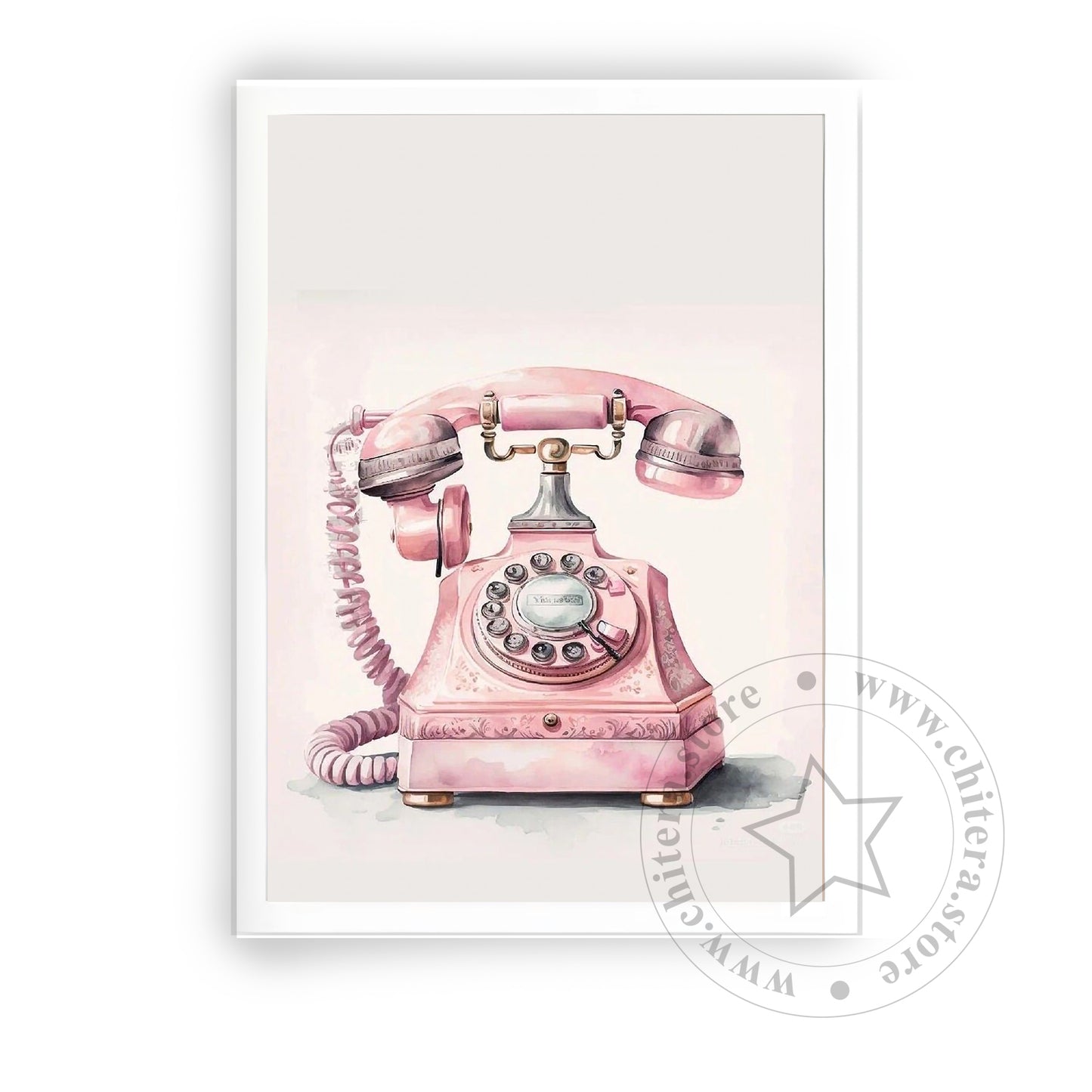 Pink Vintage Telephone Wall Canvas Art