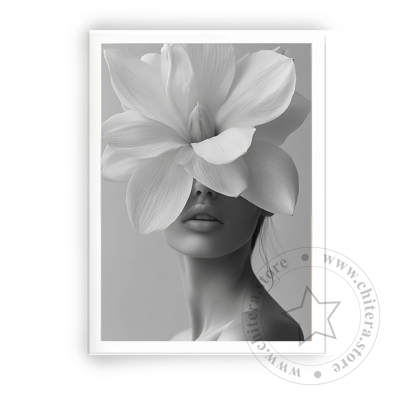 Blossom Women Black & White Wall Canvas Art