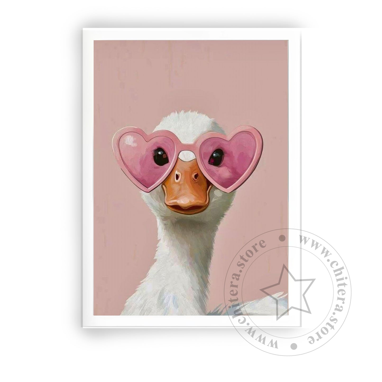 Cute Duck With Pink Spects Wall Canvas Art