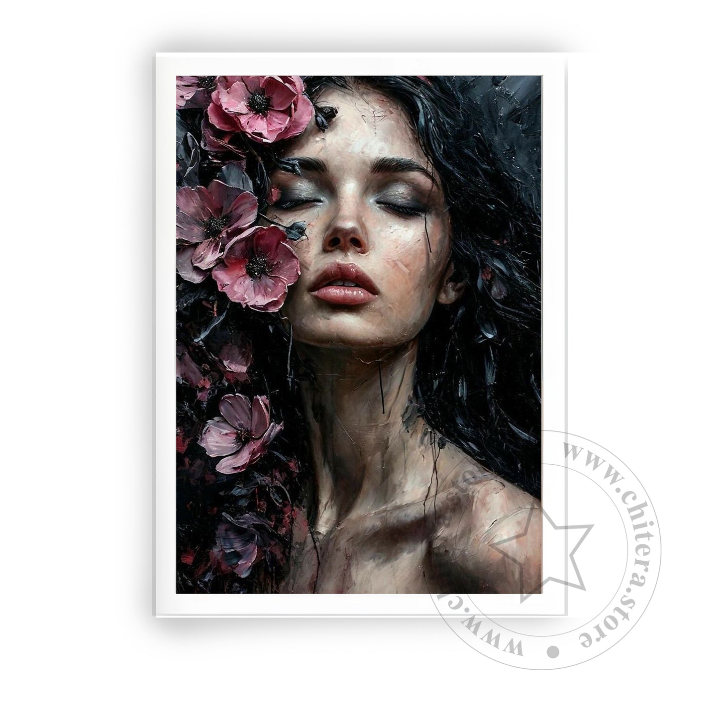 Beautiful Girl With Flowers Wall Canvas Art