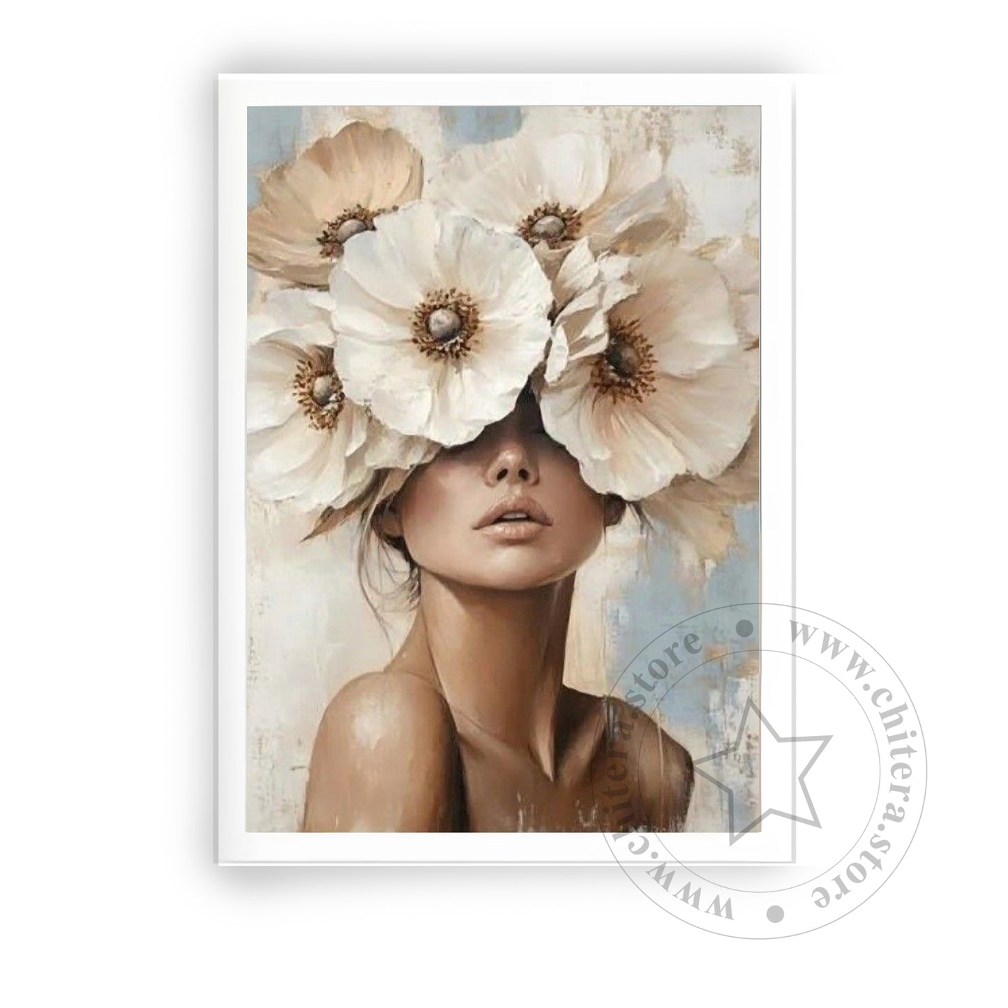 Beautiful Girl With Flowers on Head Wall Canvas Art