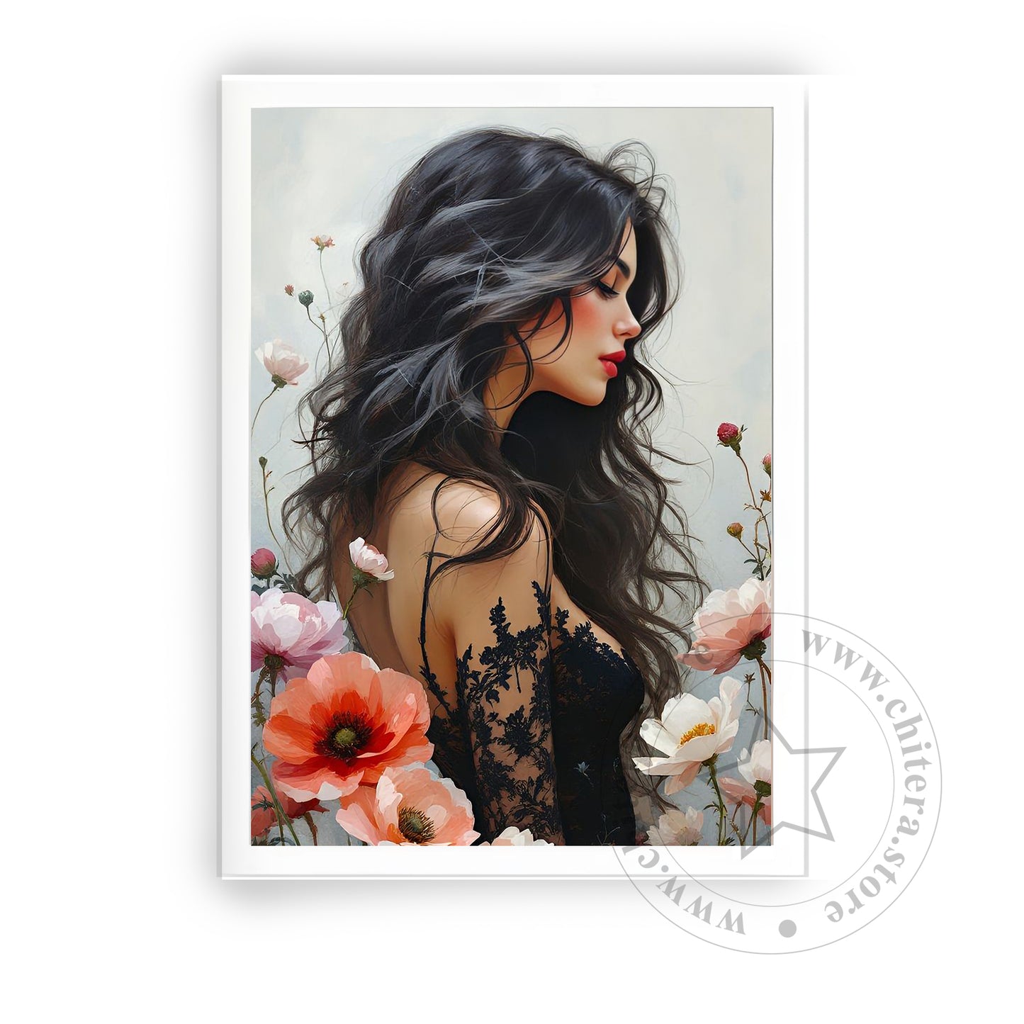 Dreamy Floral Elegant Woman Wall Canvas Art