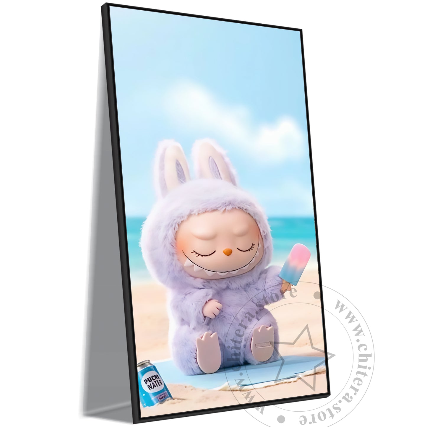 Pastel Labubu Bunny Vibes – Relaxing Beach Wall Canvas