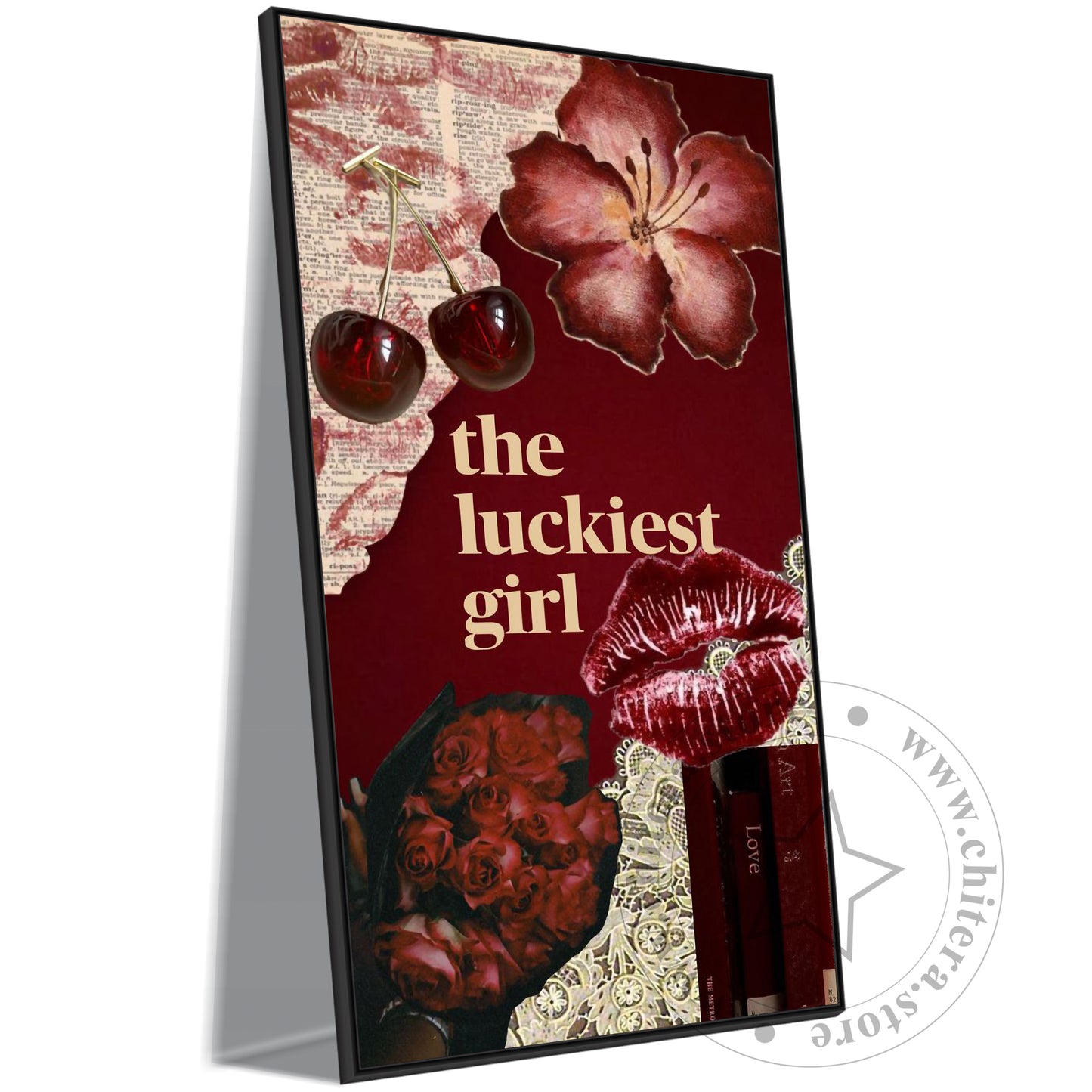 The Luckiest Girl – Vintage Red Aesthetic Wall Art
