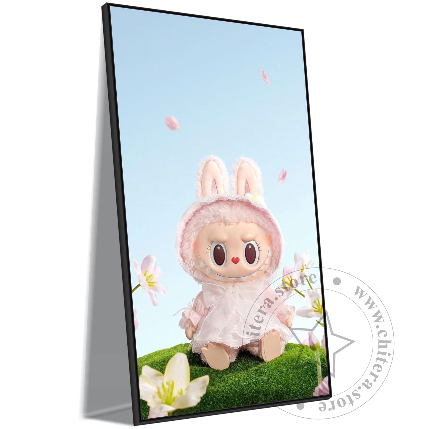 Cute Labubu Doll in Pink Dress Wall Canvas Art