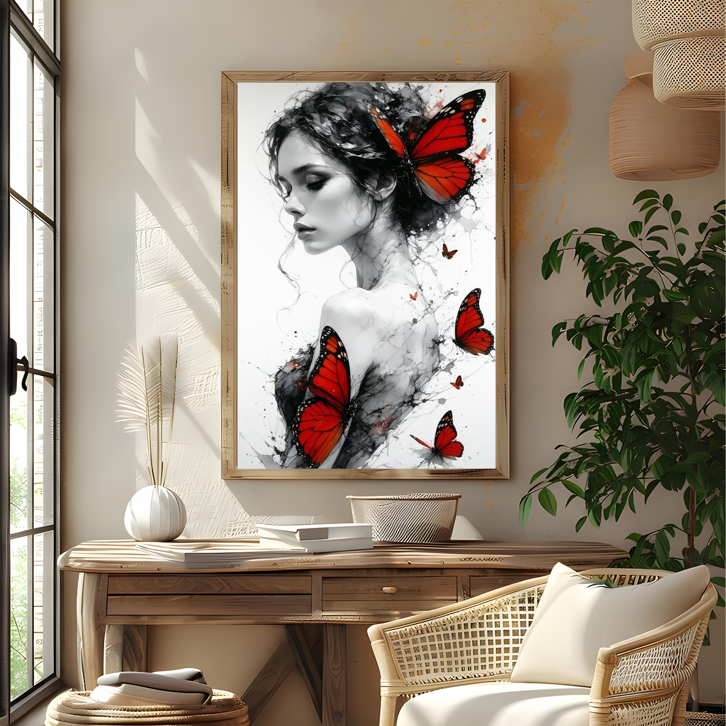 Butterfly Woman Canvas Wall Art