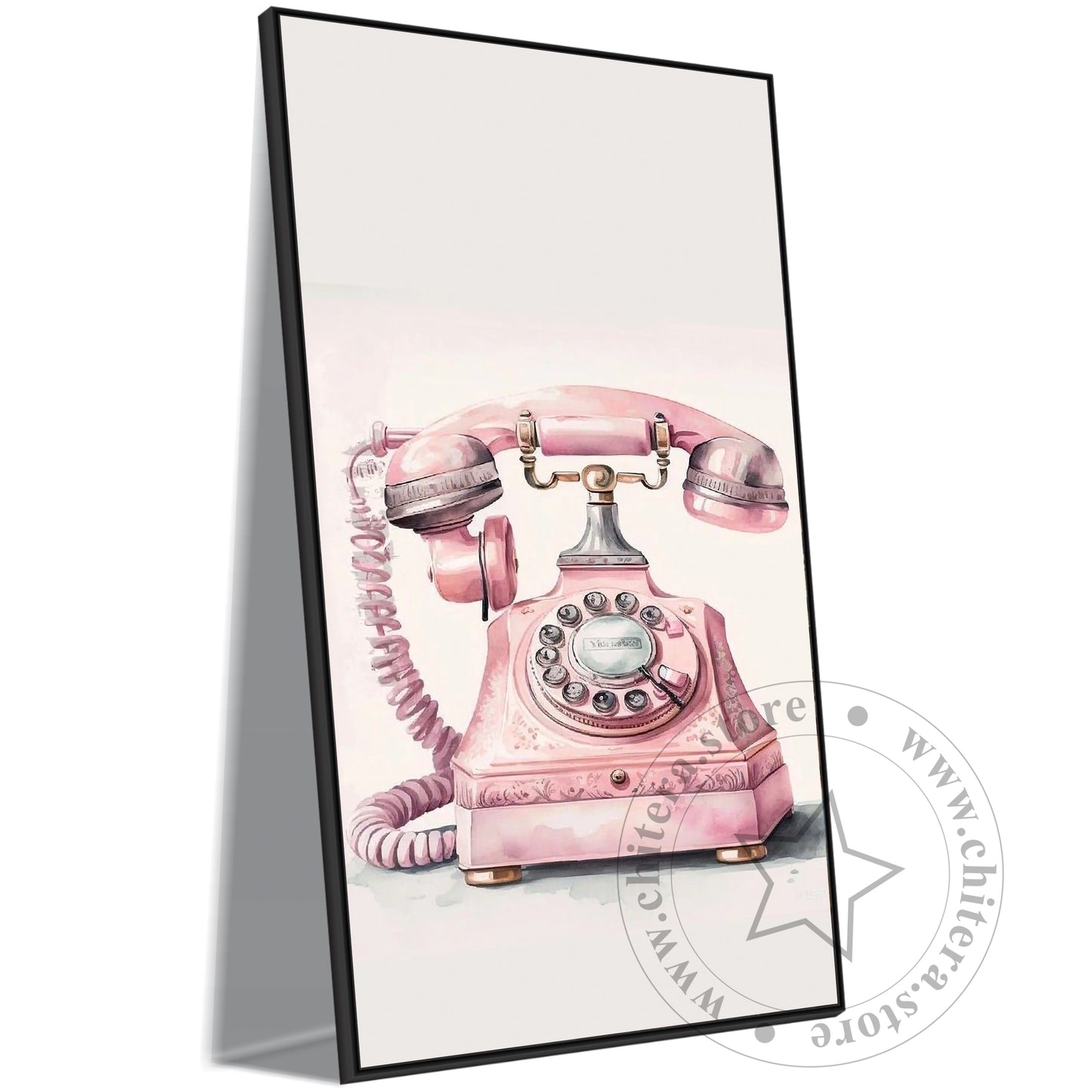 Pink Vintage Telephone Wall Canvas Art