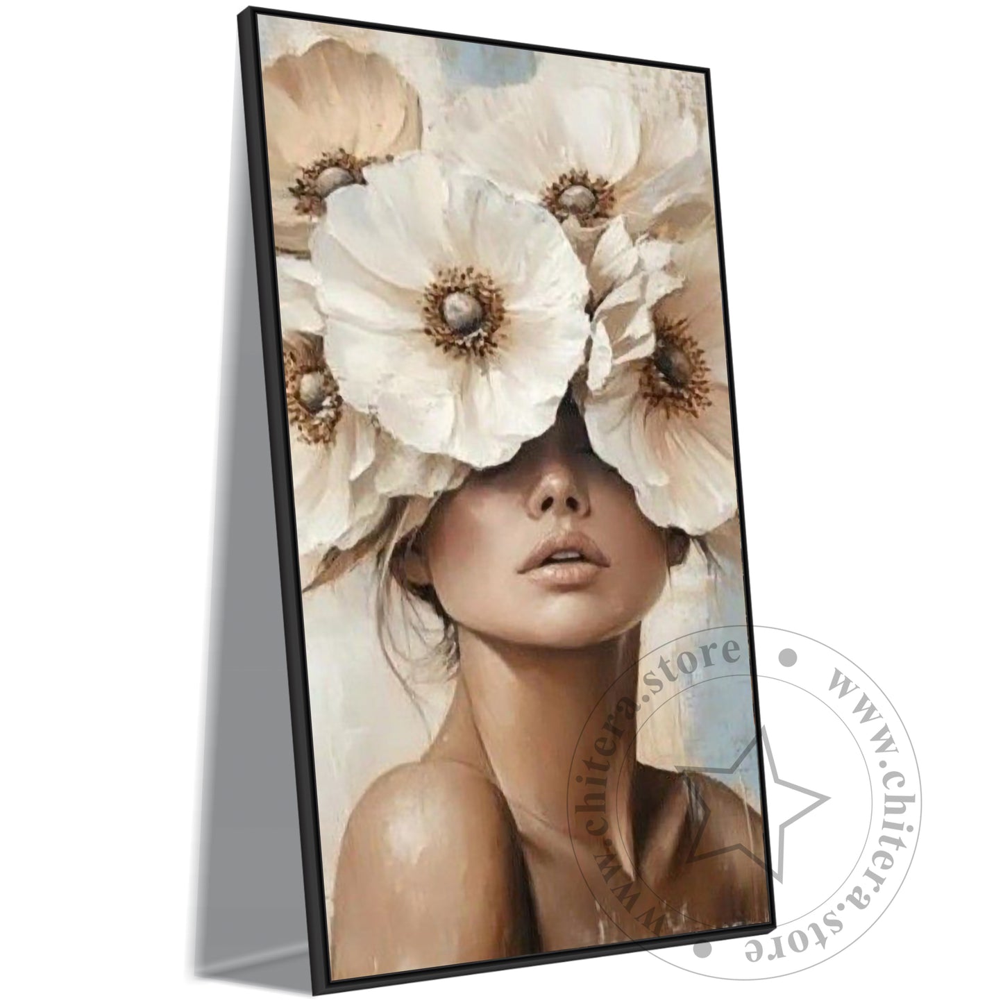Beautiful Girl With Flowers on Head Wall Canvas Art
