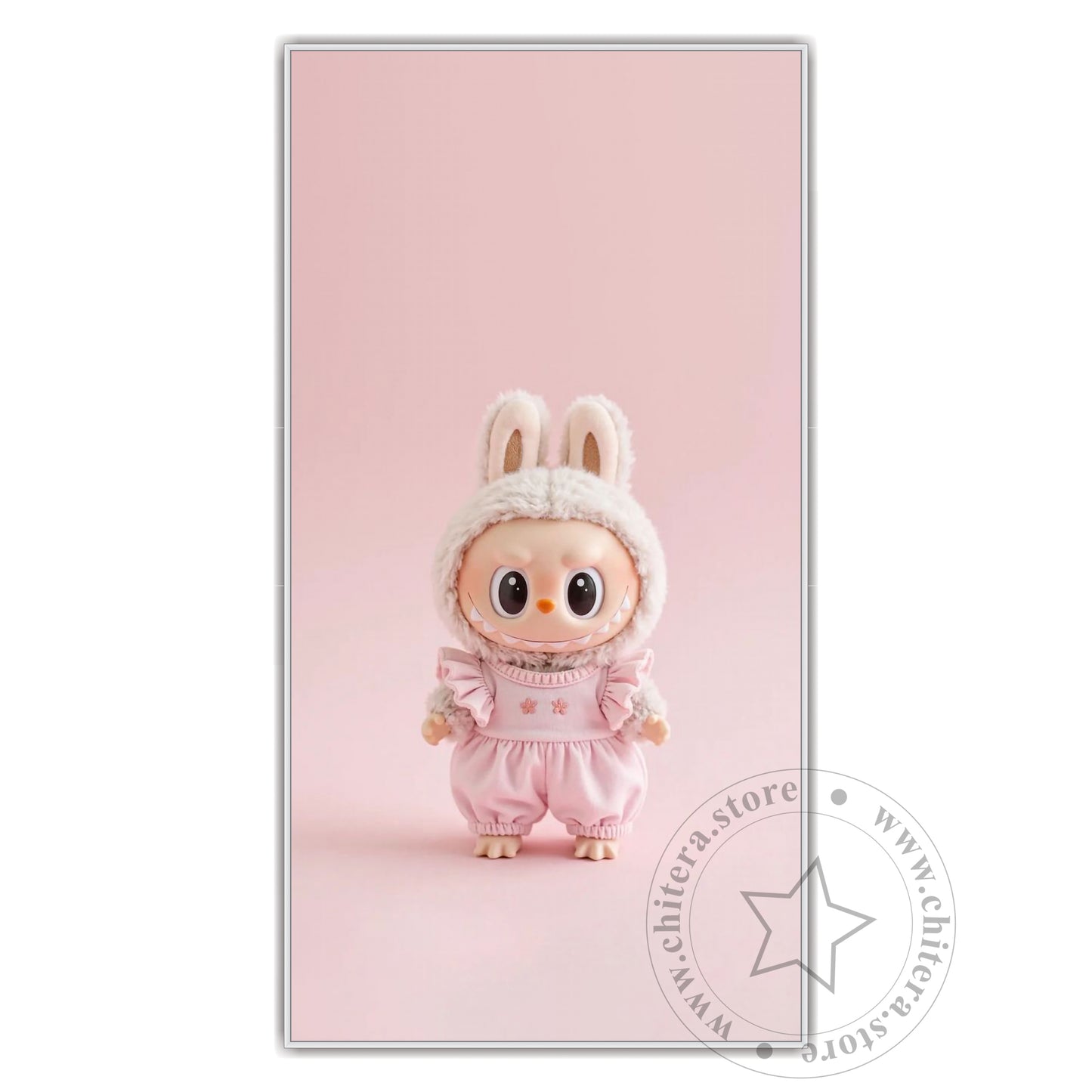 Kawaii Pink Labubu Bunny Doll Wall Art