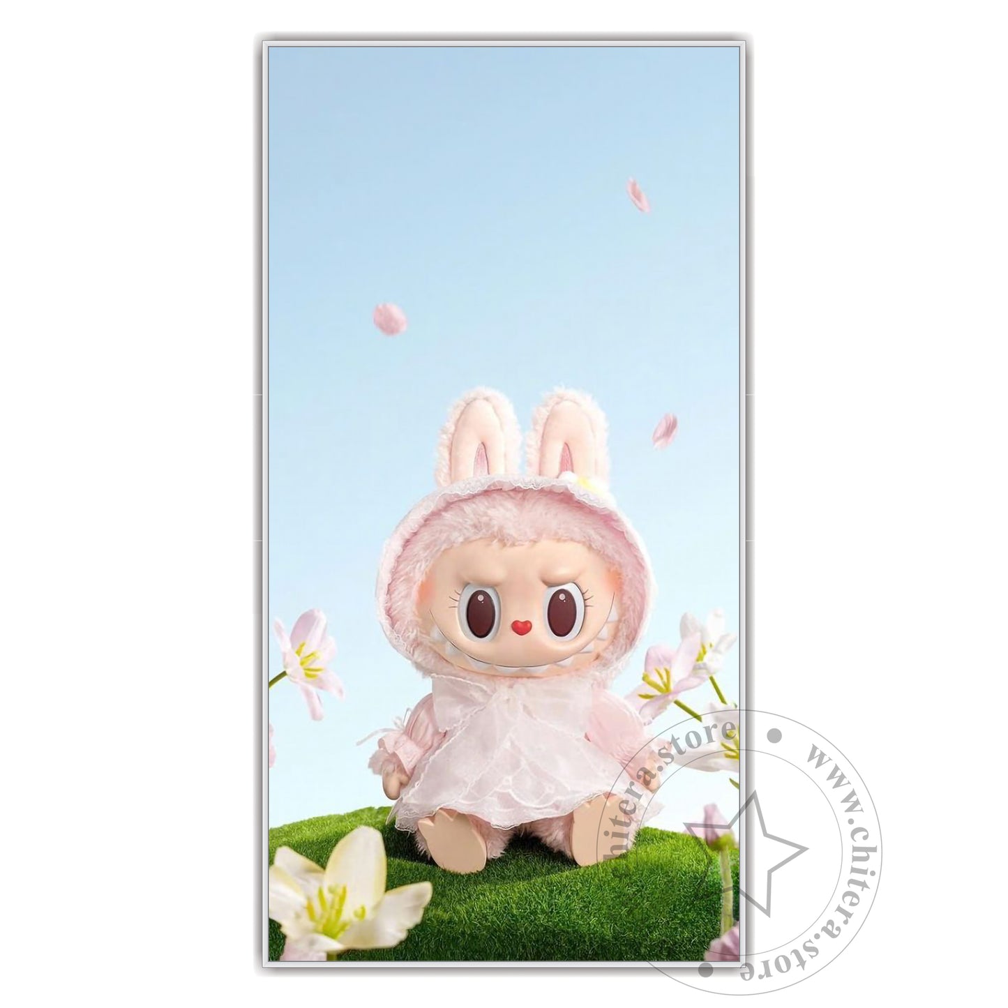 Cute Labubu Doll in Pink Dress Wall Canvas Art