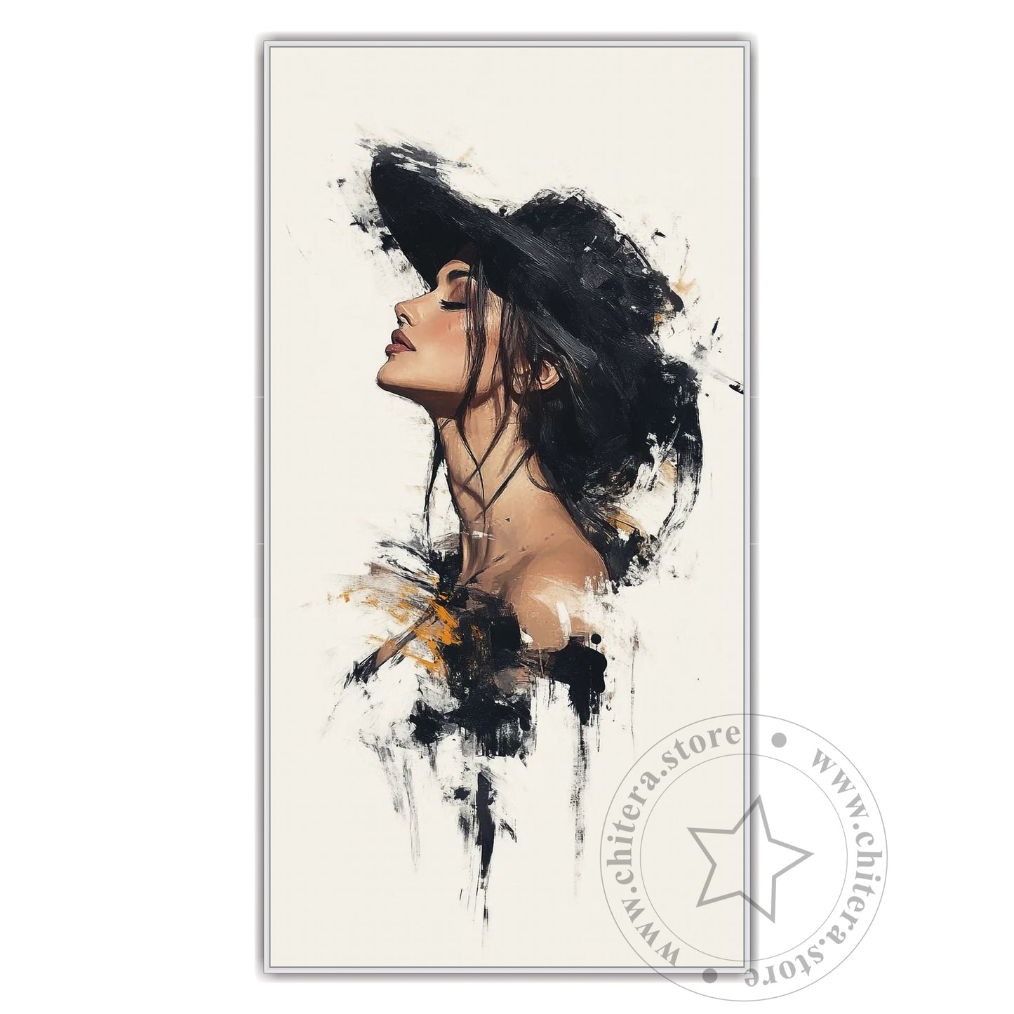 Chic Lady in Hat – Modern Abstract Canvas Print