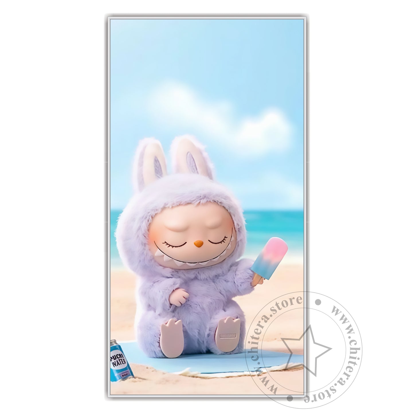 Pastel Labubu Bunny Vibes – Relaxing Beach Wall Canvas