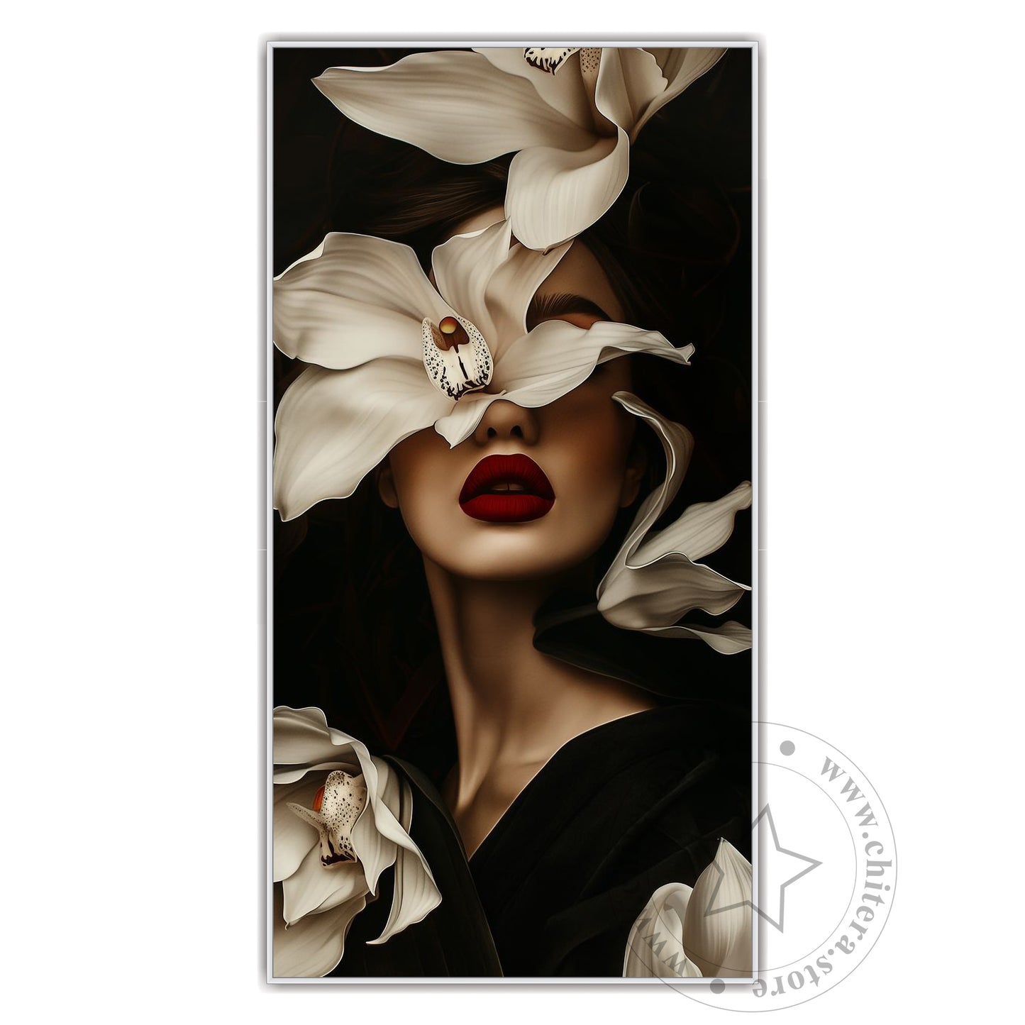 Elegant Woman with Flowers Wall Art