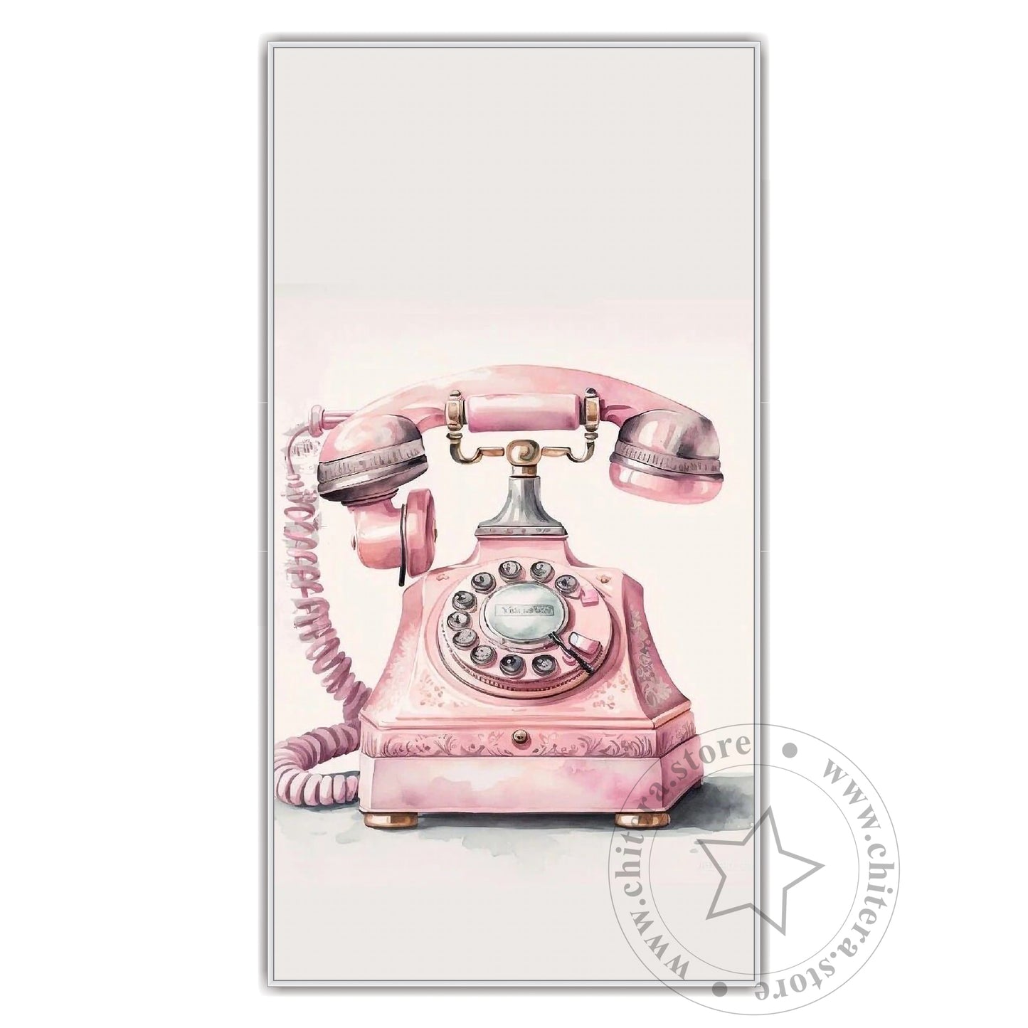 Pink Vintage Telephone Wall Canvas Art