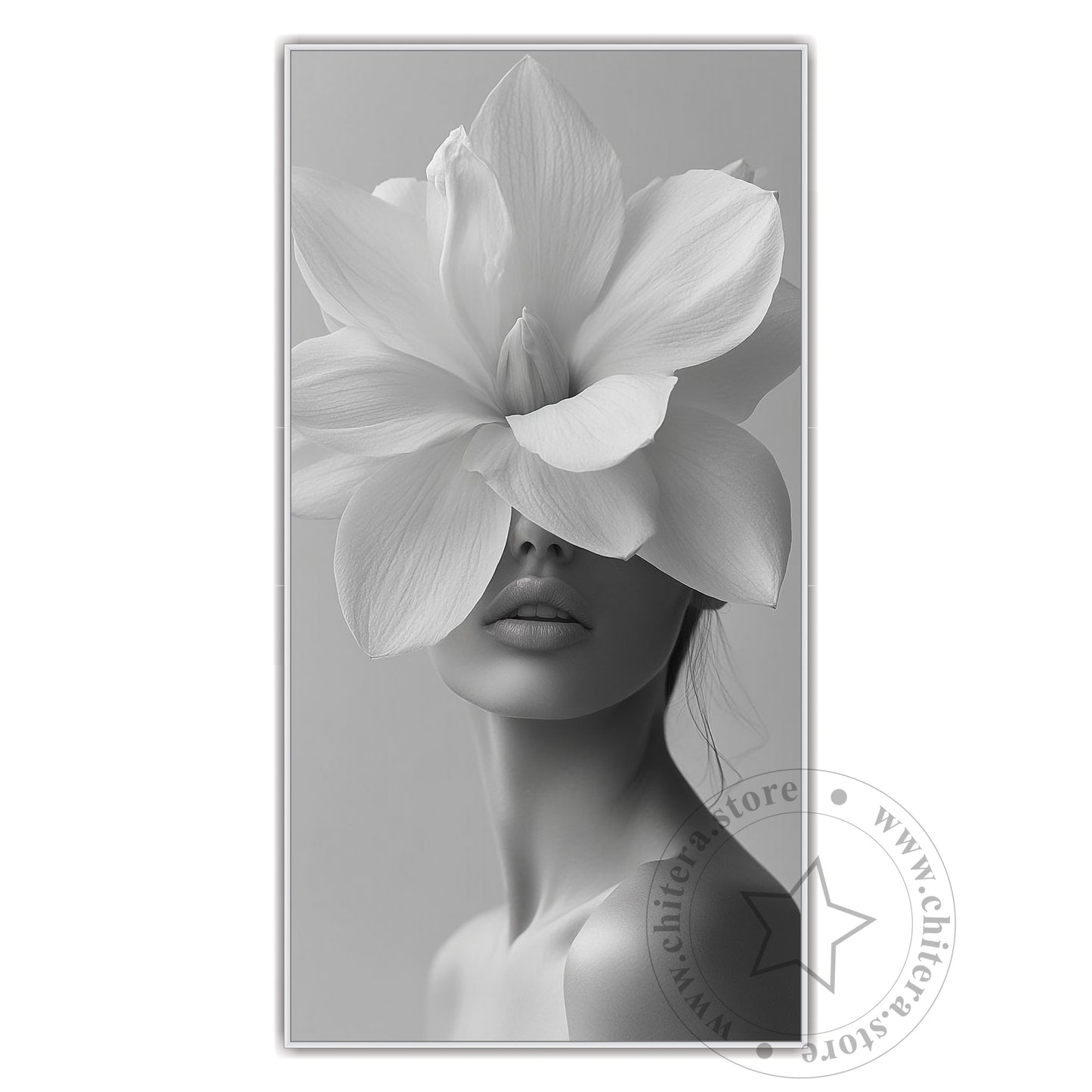 Blossom Women Black & White Wall Canvas Art