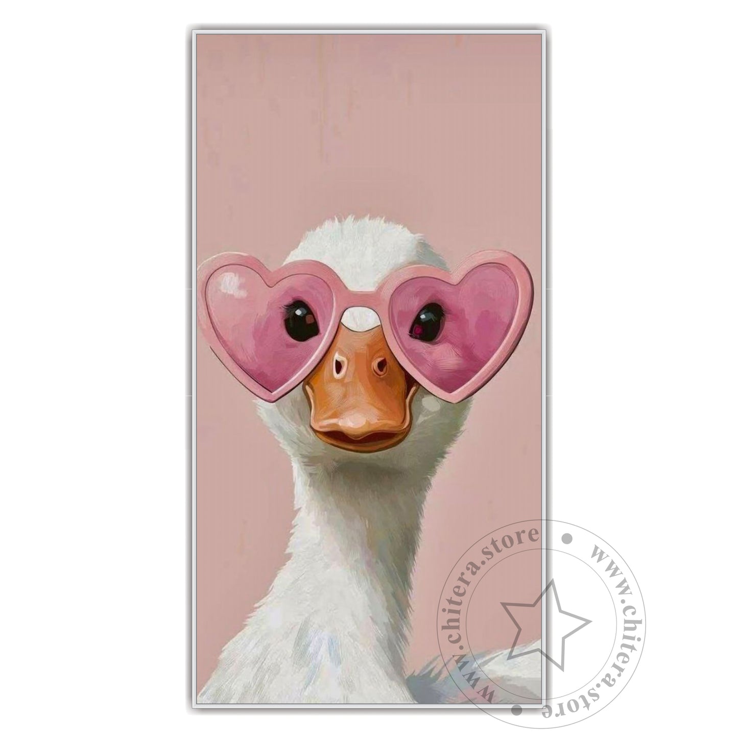 Cute Duck With Pink Spects Wall Canvas Art