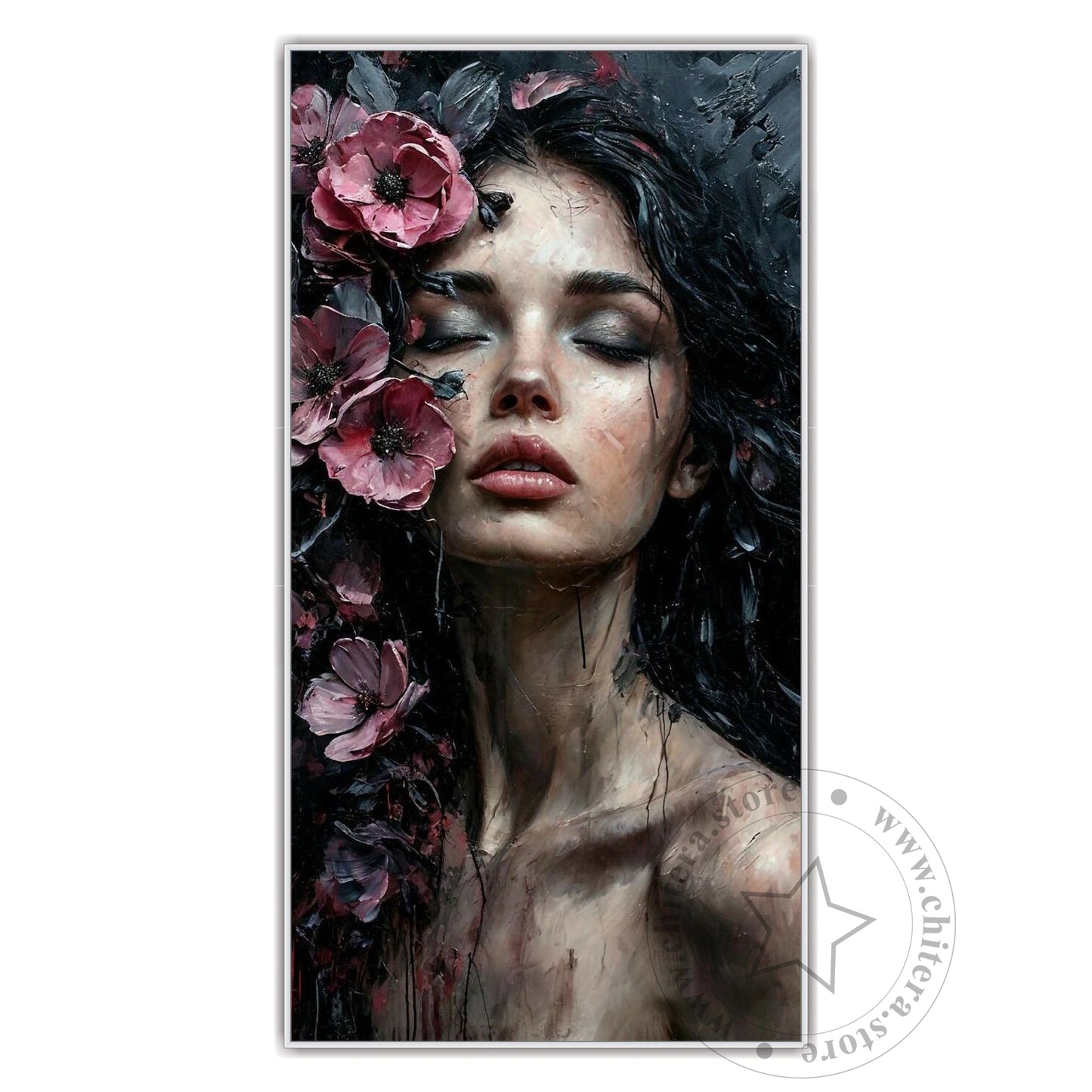 Beautiful Girl With Flowers Wall Canvas Art