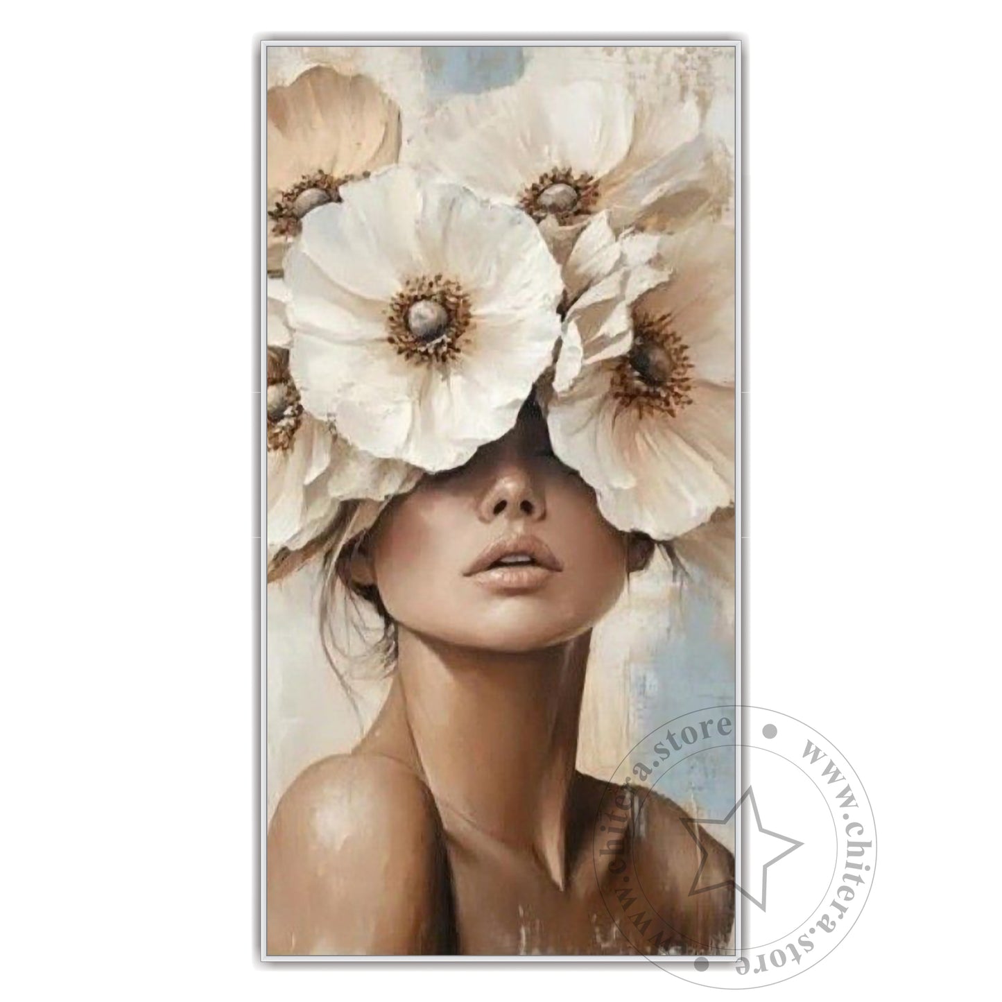 Beautiful Girl With Flowers on Head Wall Canvas Art