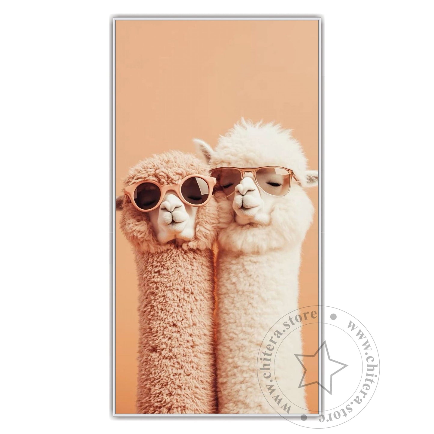 Cool Llama Couple in Sunglasses Wall Canvas Art