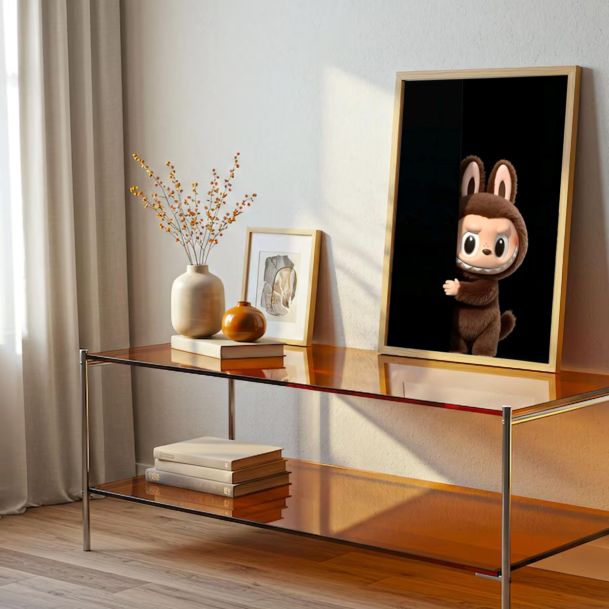 Cute Brown Labubu Doll Wall Canvas Art