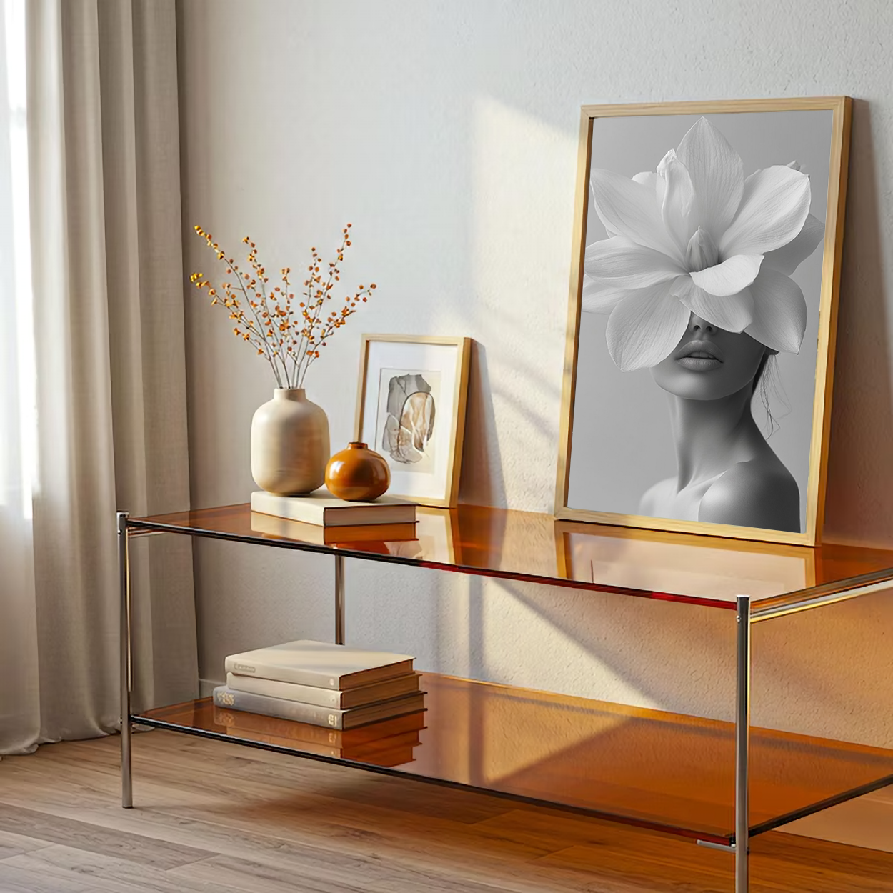 Blossom Women Black & White Wall Canvas Art