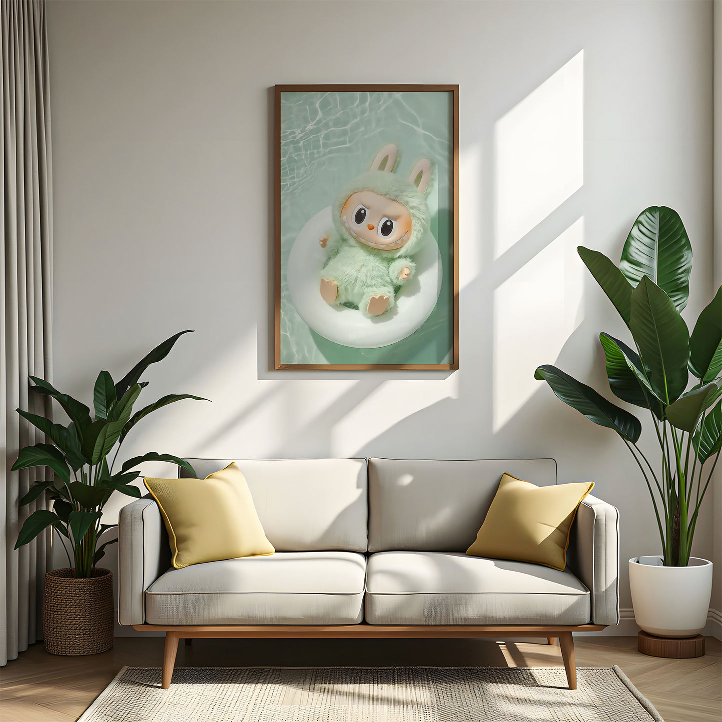 Mint Green Labubu Bunny Doll Wall Art