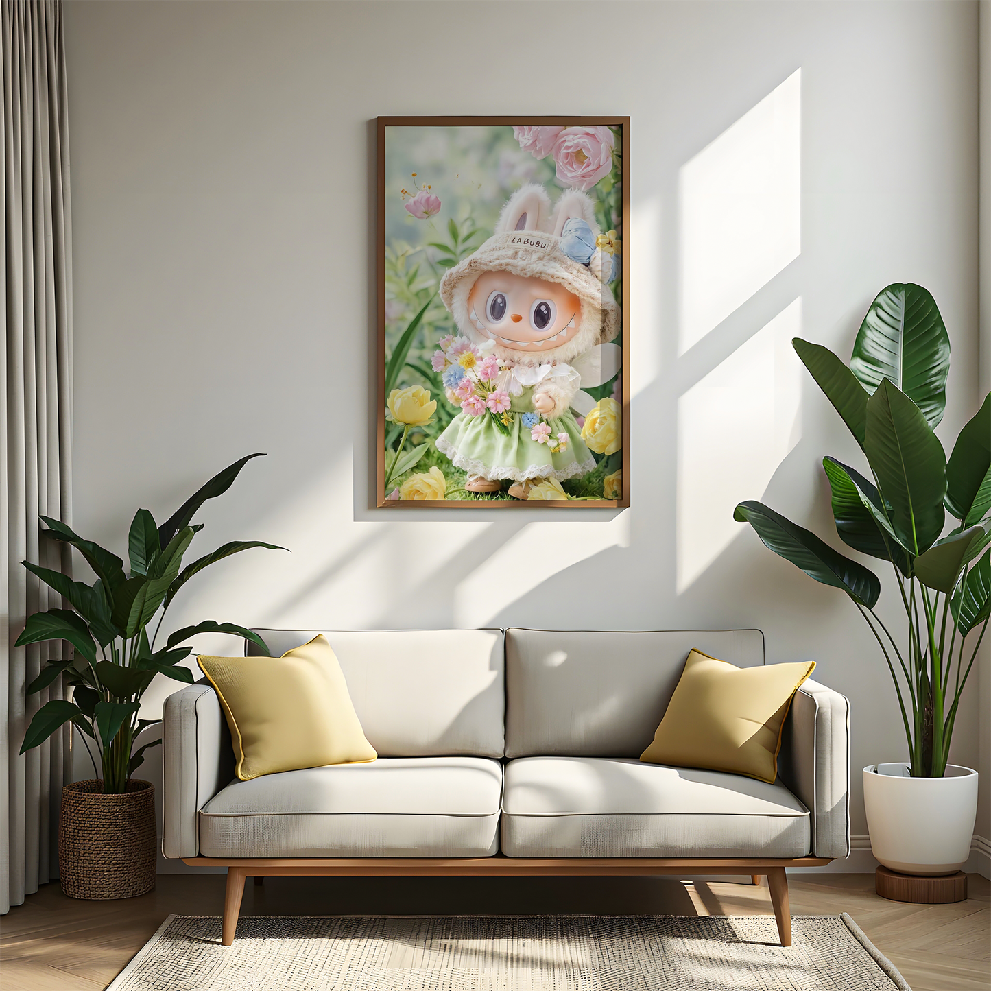 Labubu Doll Spring Garden – Wall Art Canvas