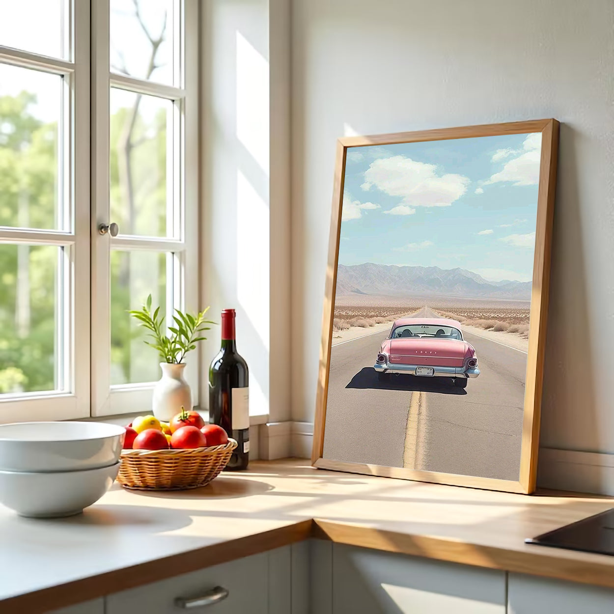 Travel Vibes With Vintage Car Wall Canvas Art