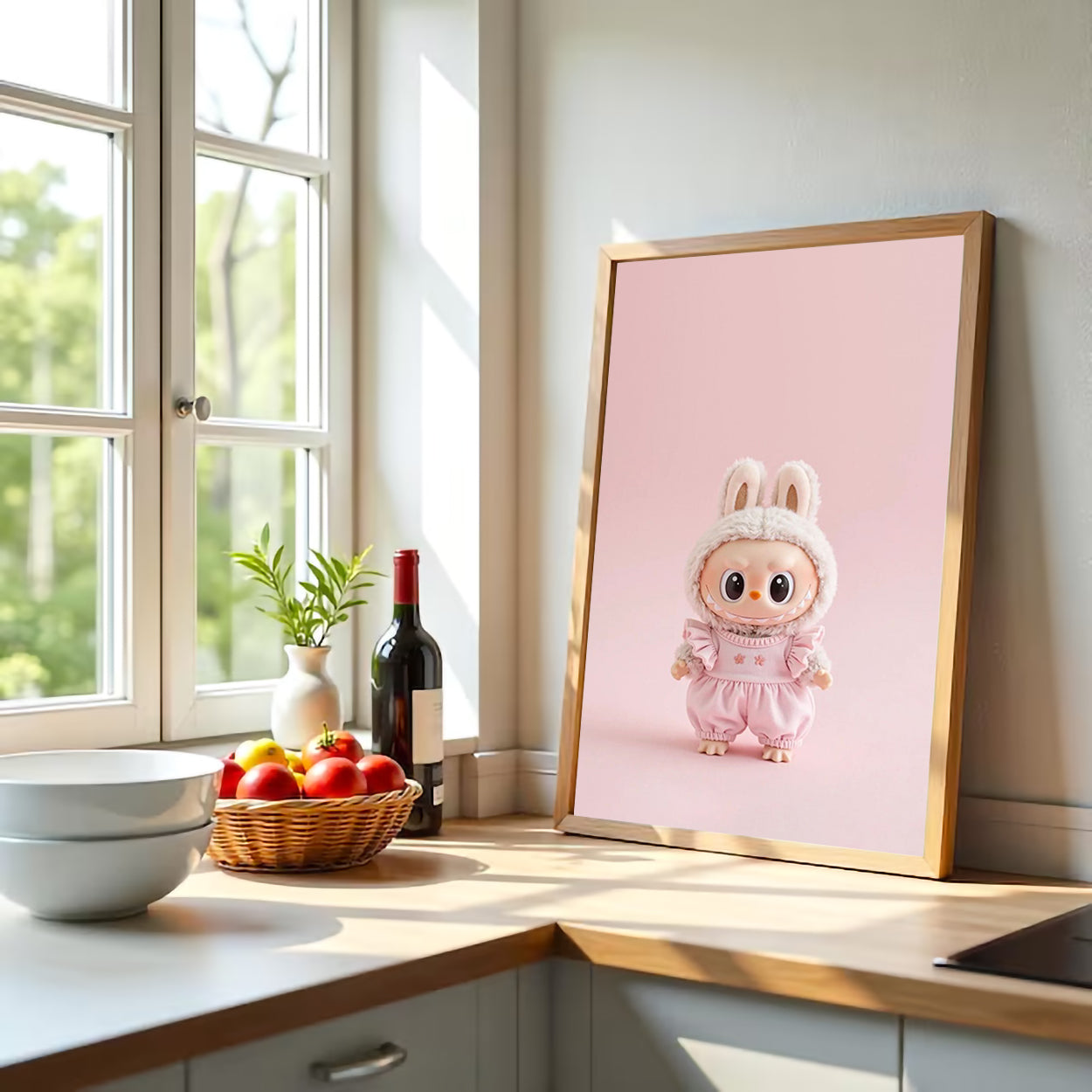 Kawaii Pink Labubu Bunny Doll Wall Art