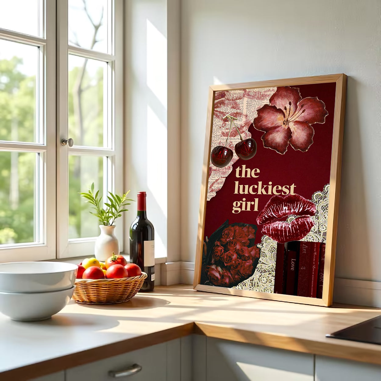 The Luckiest Girl – Vintage Red Aesthetic Wall Art