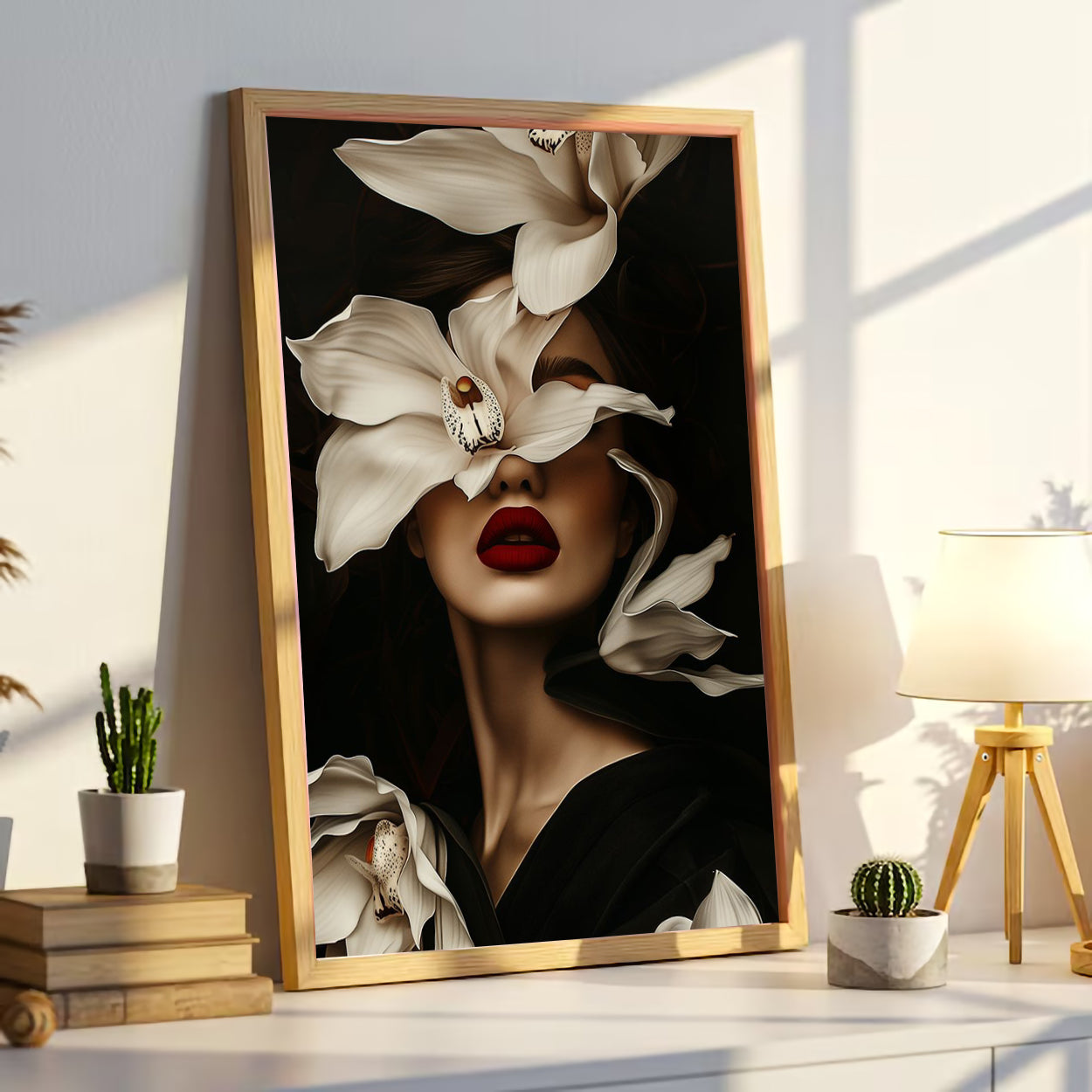 Elegant Woman with Flowers Wall Art