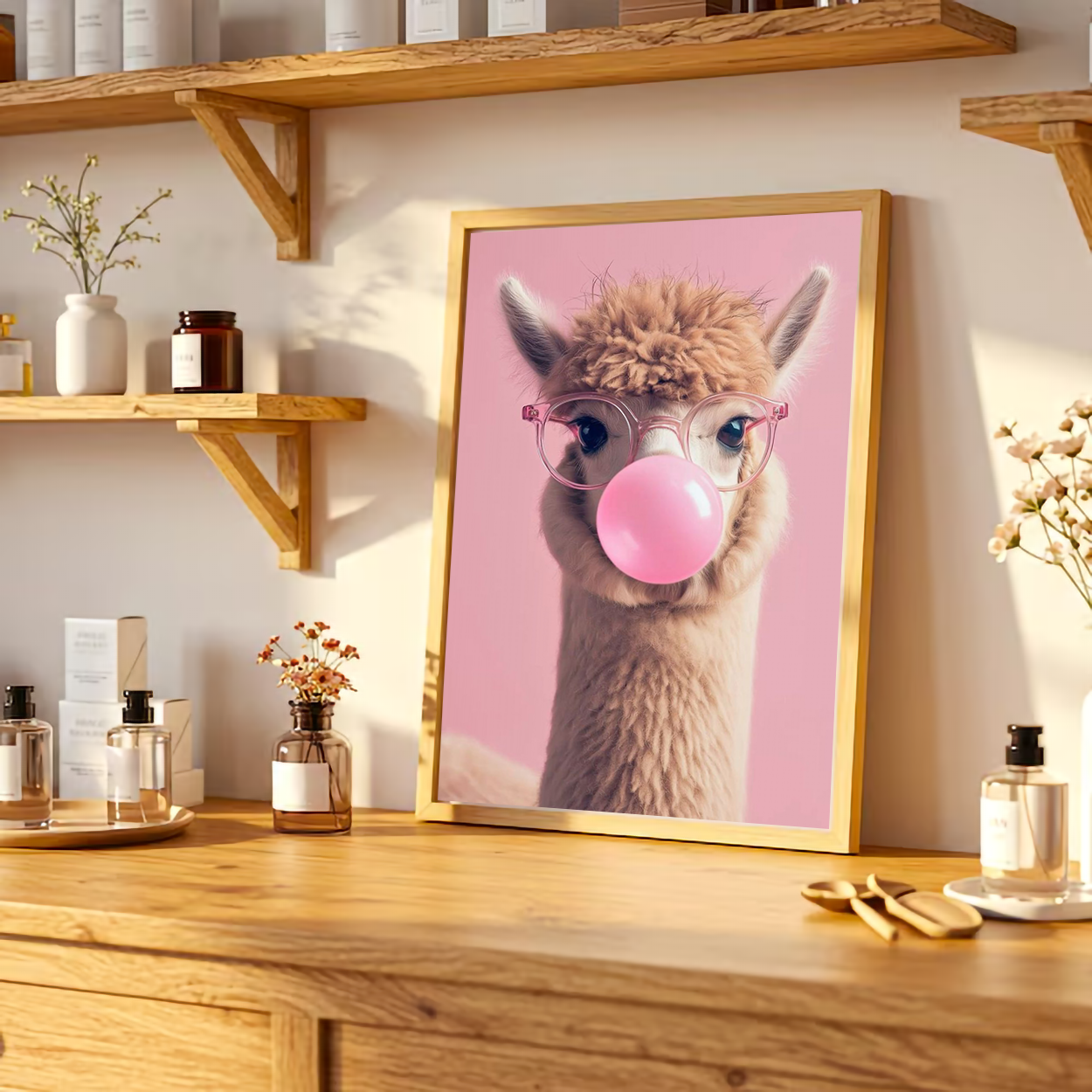 Funny Llama Wall Canvas Art