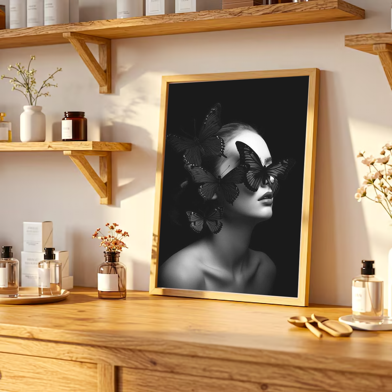 Abstract Woman & Butterflies Wall Art