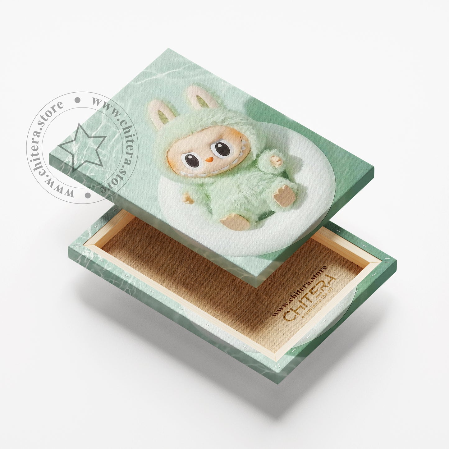 Mint Green Labubu Bunny Doll Wall Art