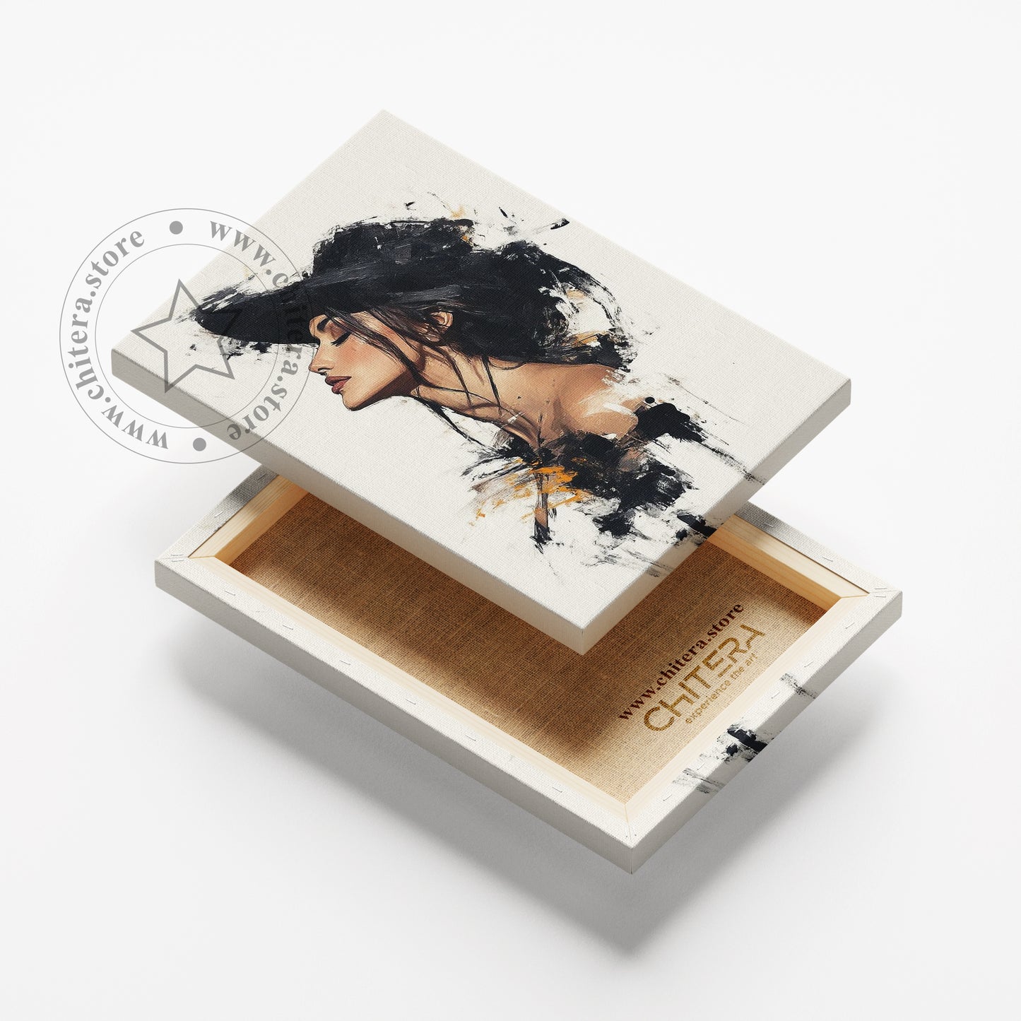 Chic Lady in Hat – Modern Abstract Canvas Print