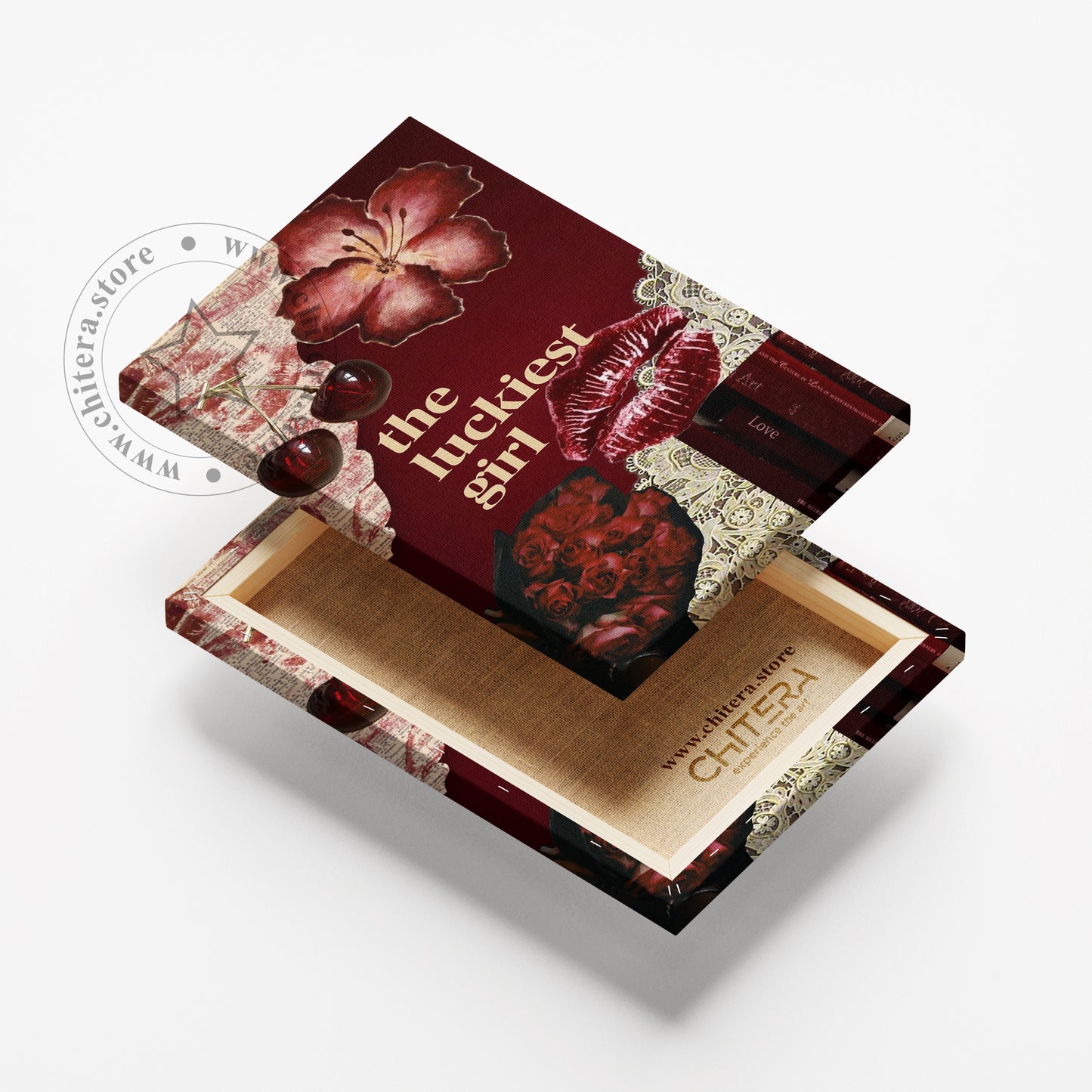 The Luckiest Girl – Vintage Red Aesthetic Wall Art