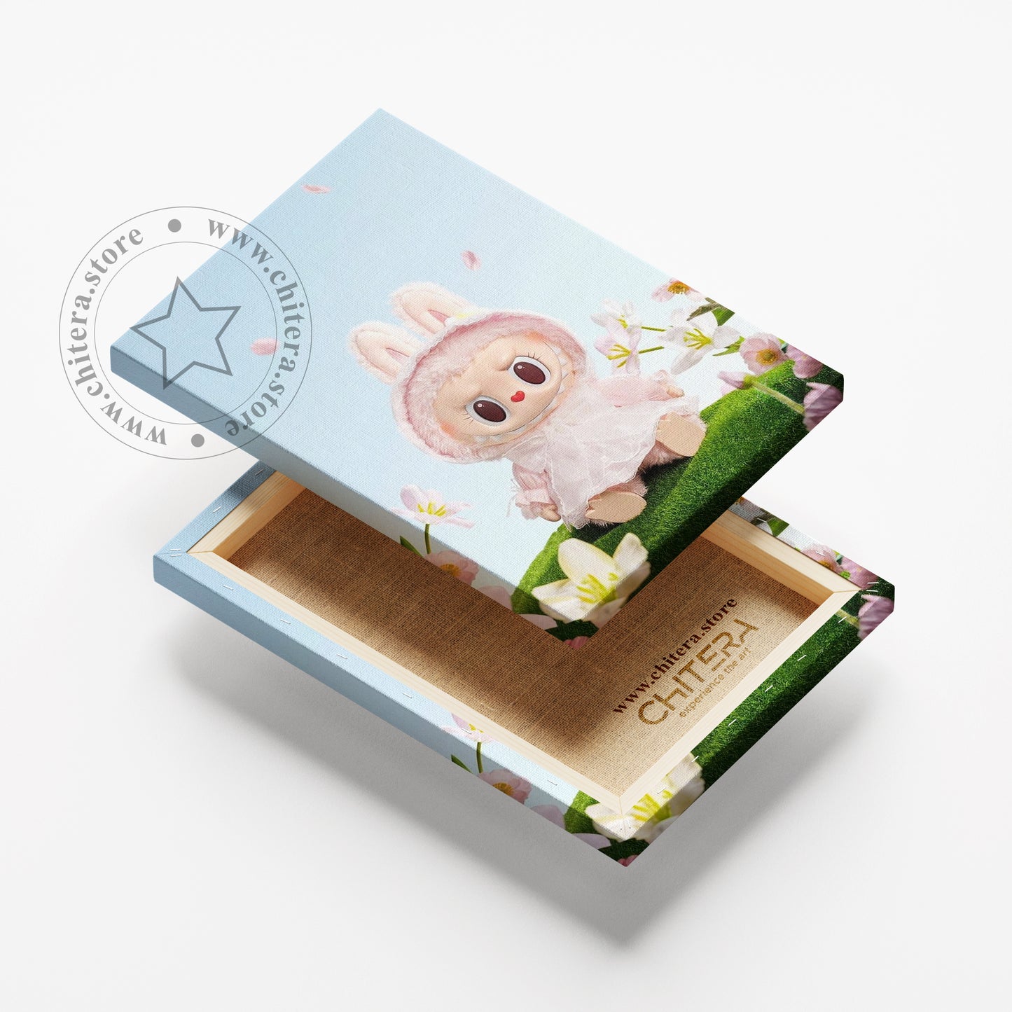 Cute Labubu Doll in Pink Dress Wall Canvas Art