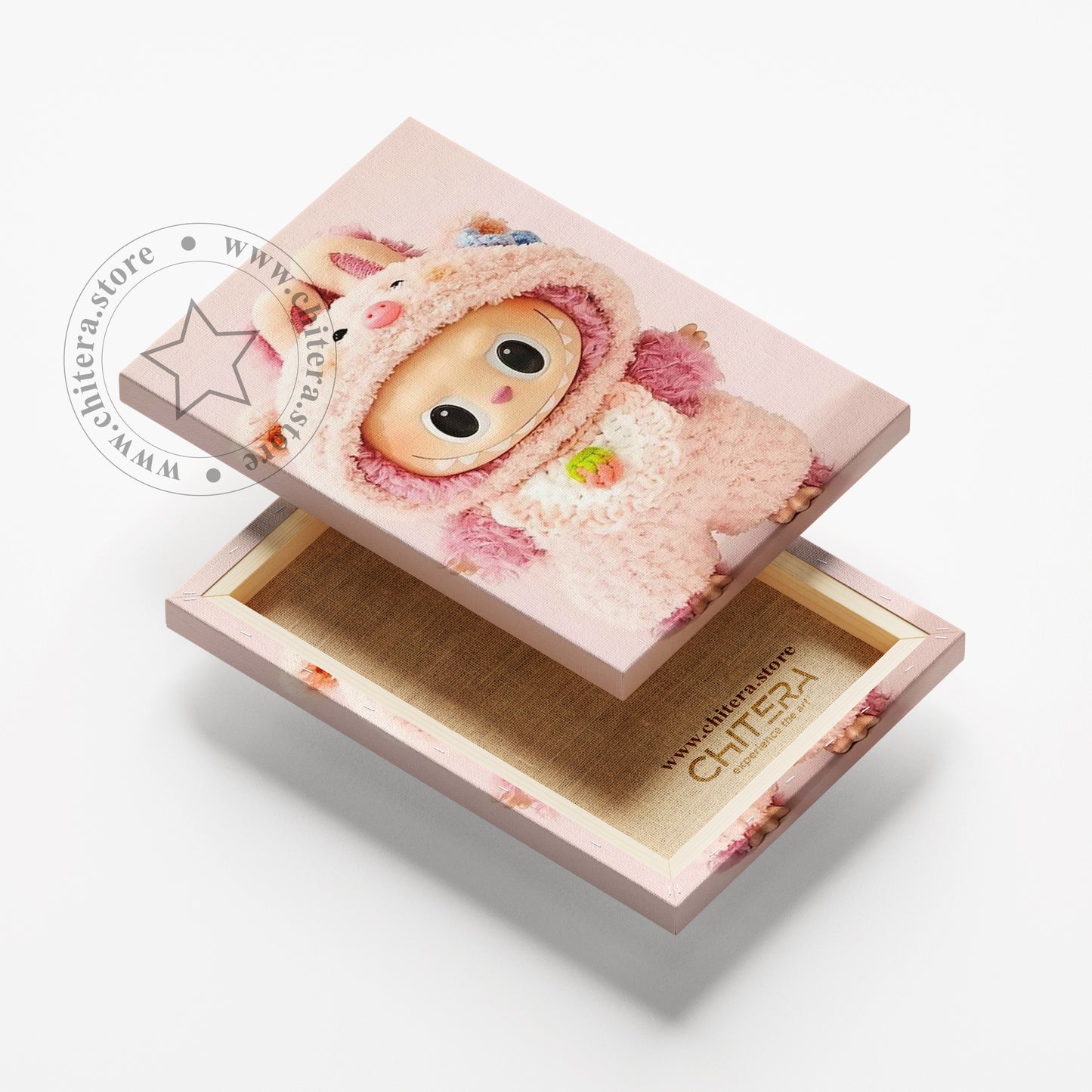 Soft Pink Labubu Wall Canvas Art
