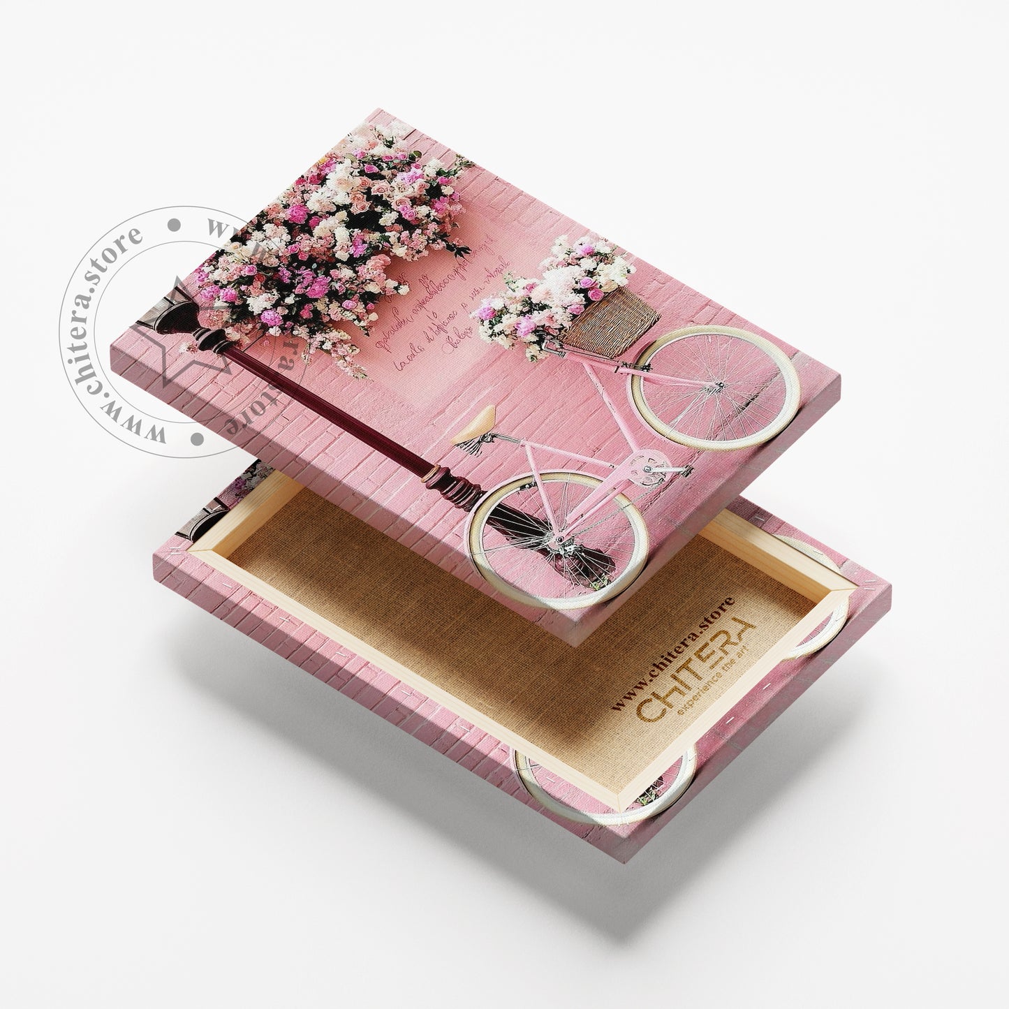 Pink Bicycle with Flowers Wall Art