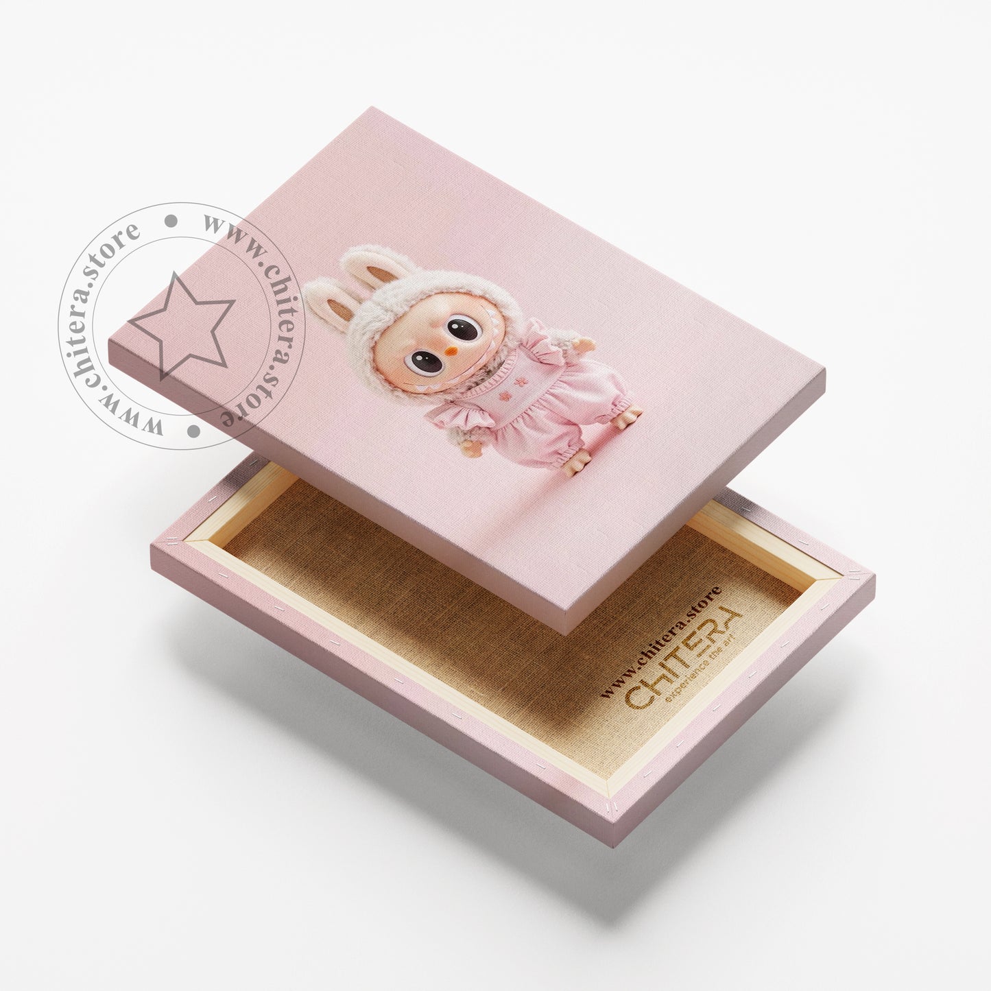 Kawaii Pink Labubu Bunny Doll Wall Art