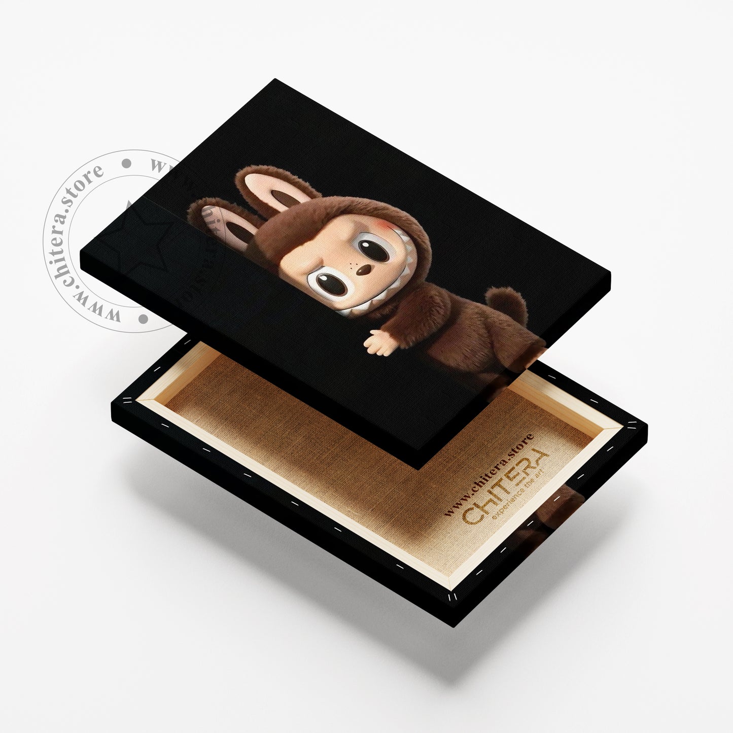 Cute Brown Labubu Doll Wall Canvas Art