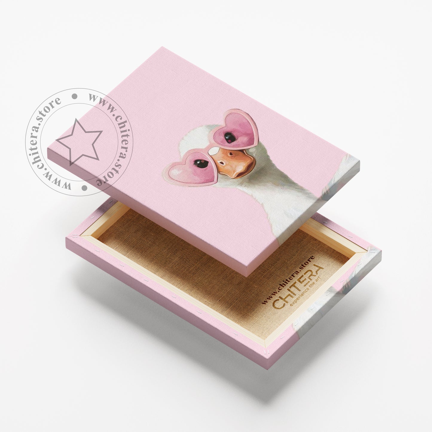 Cute Duck With Pink Spects Wall Canvas Art